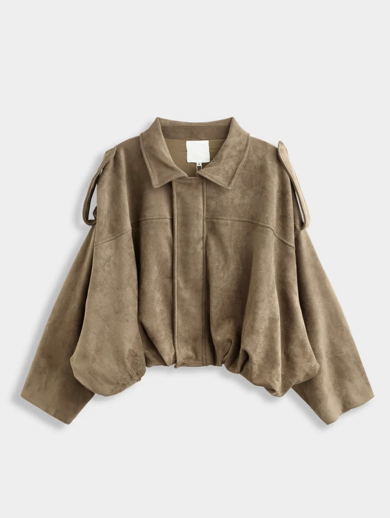 von Herzen Lederimitatjacke Kurze Jacke in Wildlederoptik – Kurzjacke mit Schulterklappen mit Schulterklappen