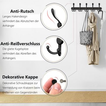 PFCTART Kleiderhaken Schwarze 2-teilige Edelstahl-Garderobe mit 5 Haken, Handtuchhalter, (2-St)