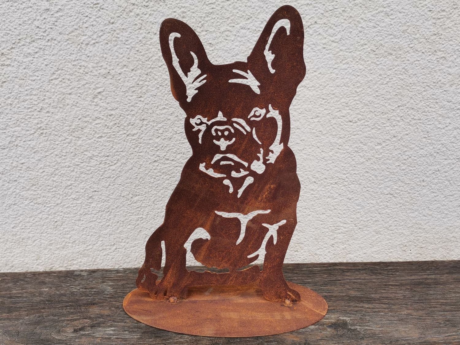 Dewoga Edelrost-Metalldesign Gartenfigur Franz. Edelrost - Bully Bulldogge