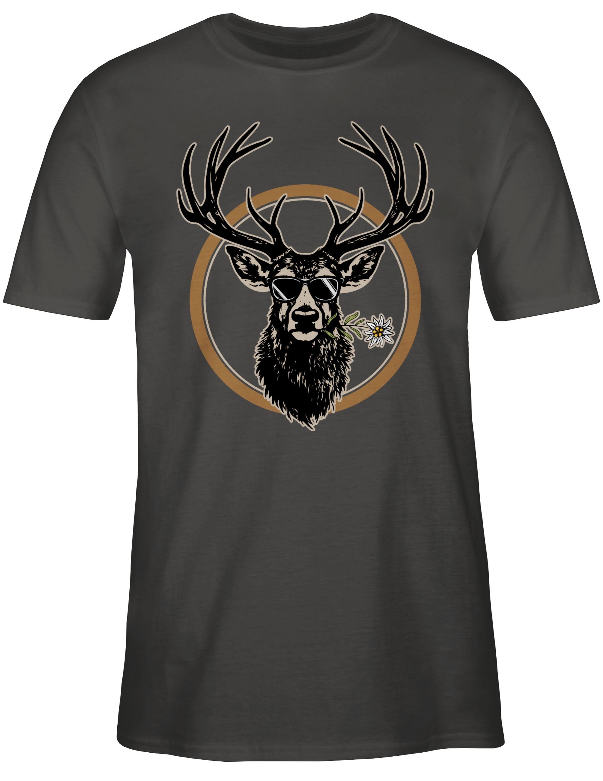 Hirschgeweih Mode Dunkelgrau 01 Shirtracer Cooler Hirsch für Jäger Oktoberfest Herren T-Shirt