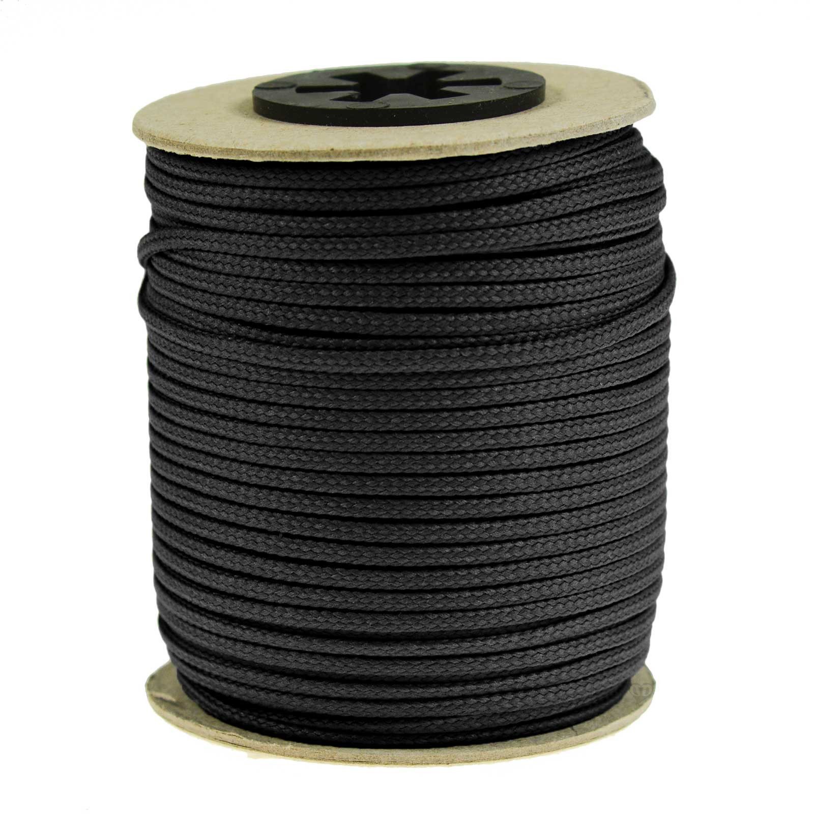 maDDma Kordel 50 Meter Polyesterschnur / Flechtschnur 2mm - 8-fach geflochten!, schwarz