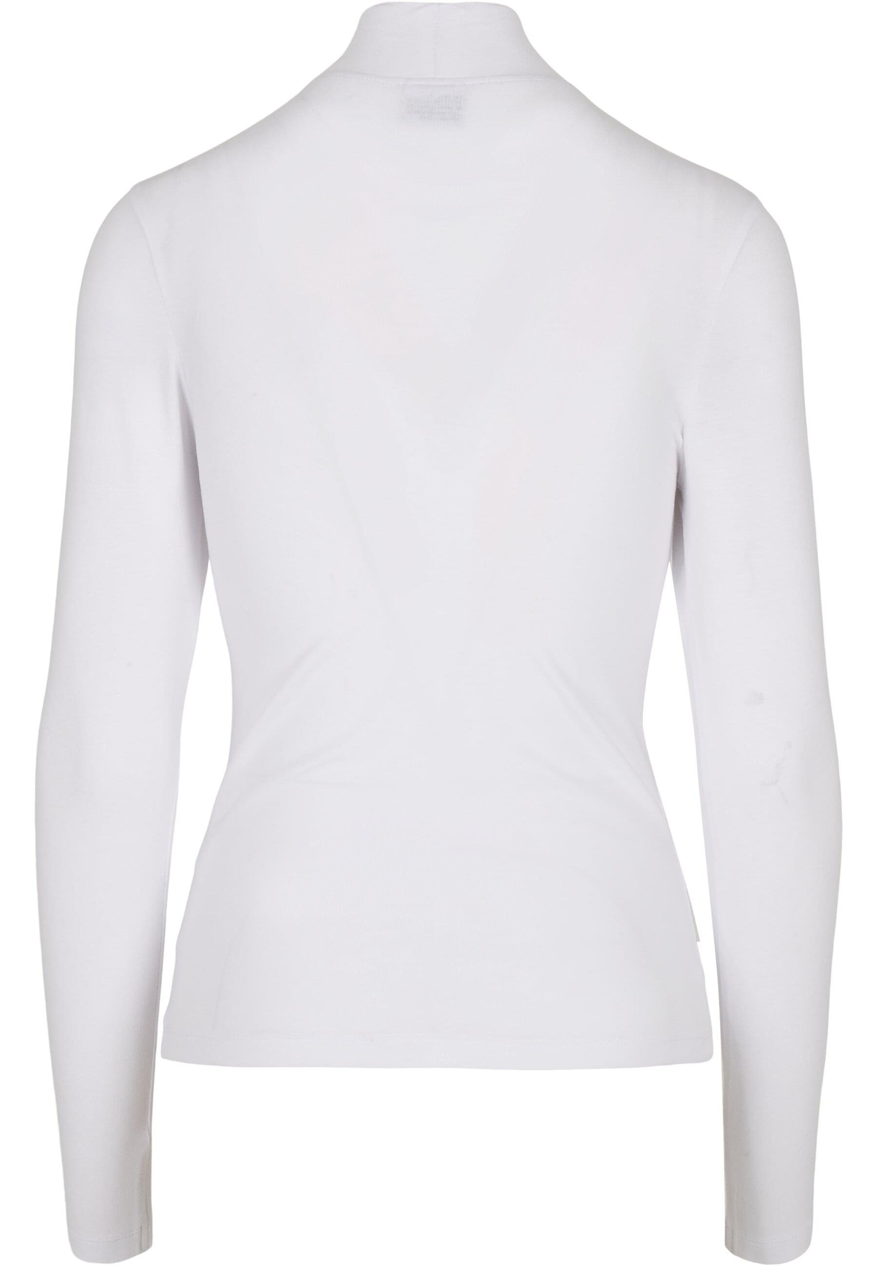 URBAN CLASSICS Langarmshirt Damen Ladies white (1-tlg) Turtleneck Longsleeve Cut-Out