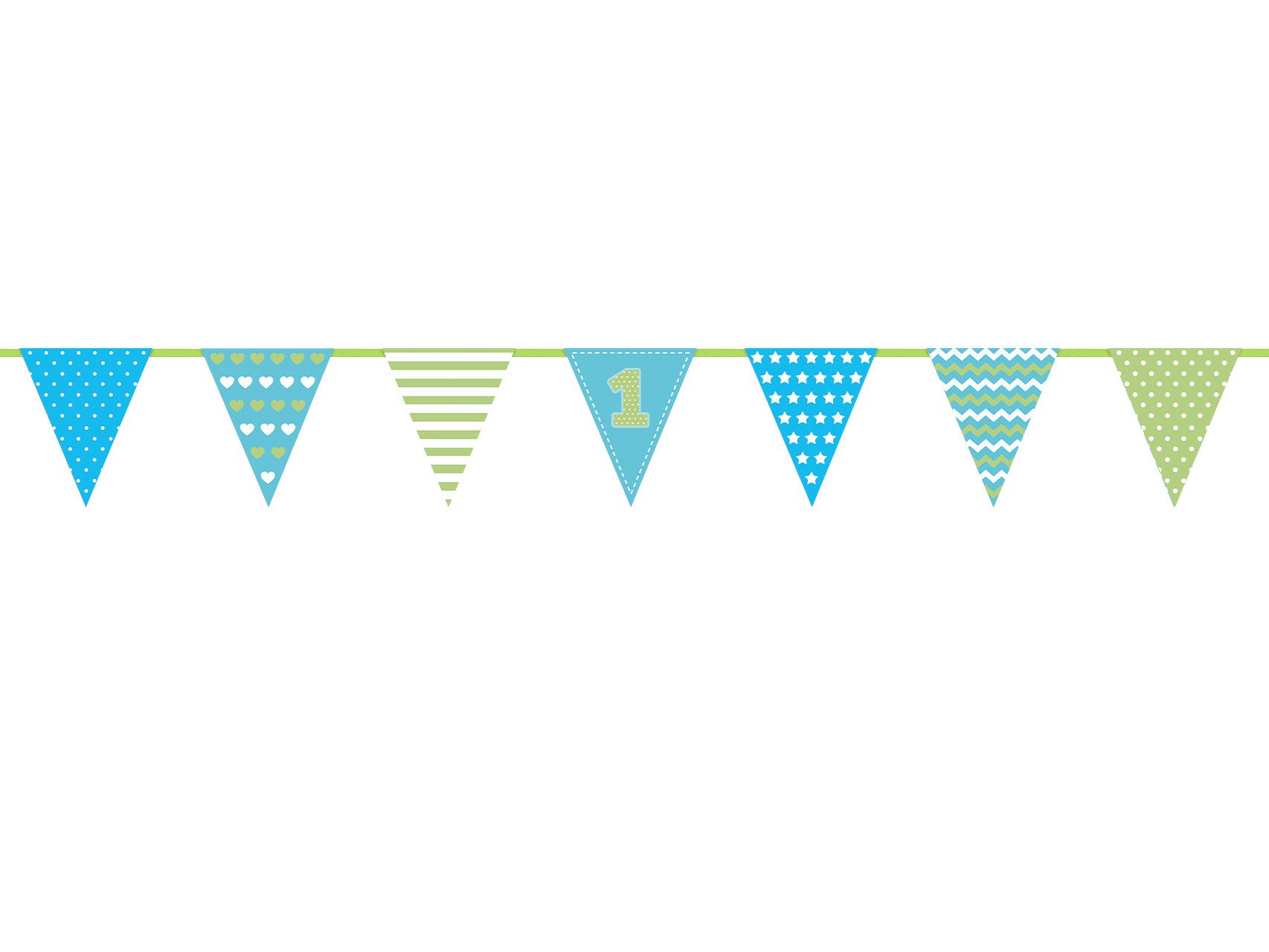 partydeco Hängedekoration Wimpelkette 1. Geburtstag blau 1,35 m