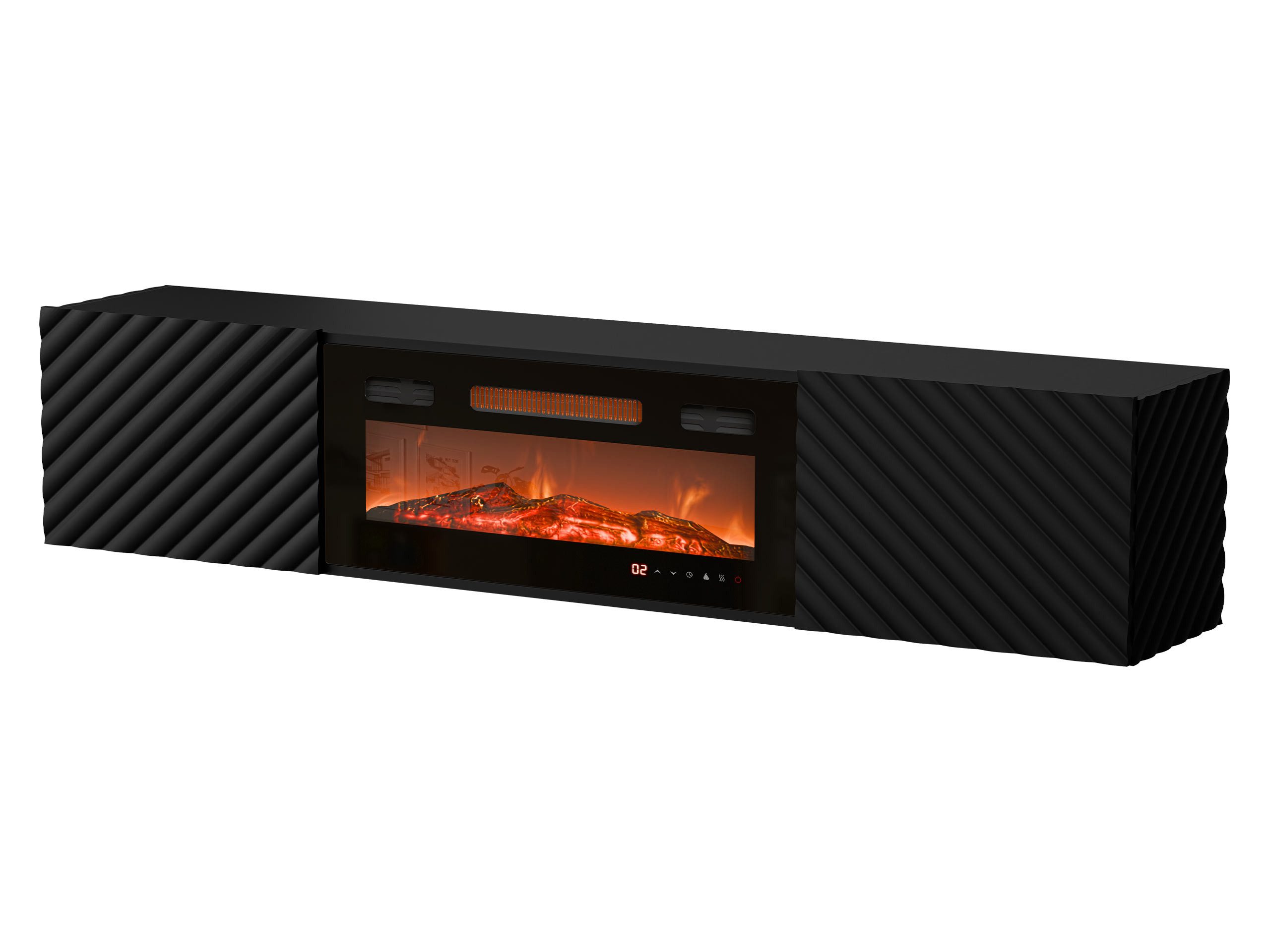 MIRJAN24 TV-Schrank Lara mit Kamin (mit zwei Drehtüren) Realistische LED-Flamme, 183x35x37 cm