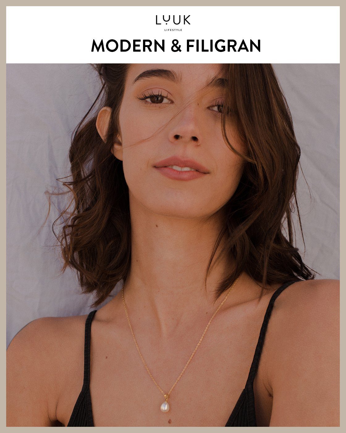 LUUK LIFESTYLE Kette mit Anhänger Perle, HAPPINESS Geschenkkarte für Frauen, Festivalschmuck