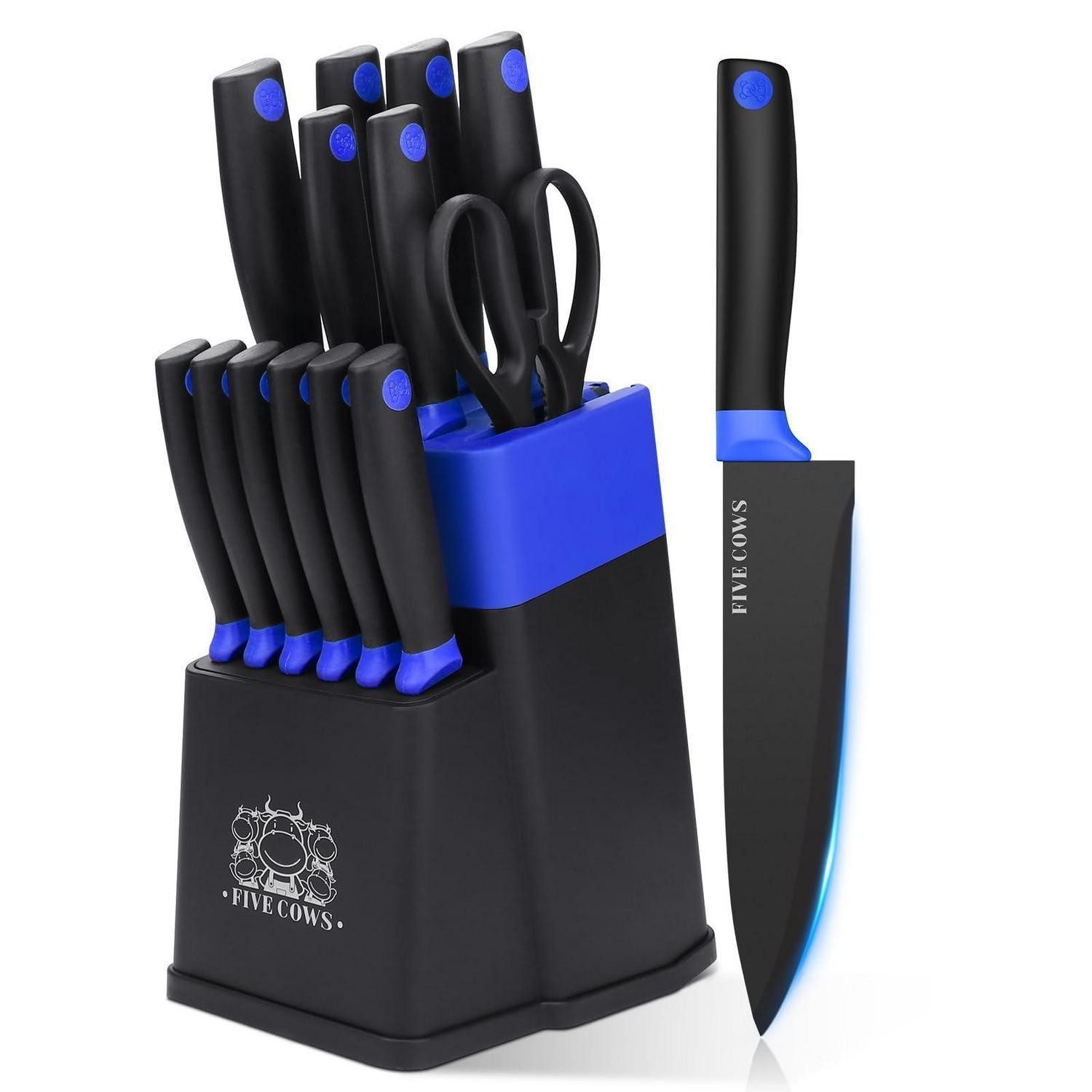 LuxusKollektion Messer-Set Messerblock Set 14-teilig Blau Selbstschärfend