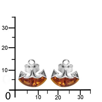 OSTSEE-SCHMUCK Paar Ohrstecker - Anker - Silber 925/000 - Bernstein (2-tlg)