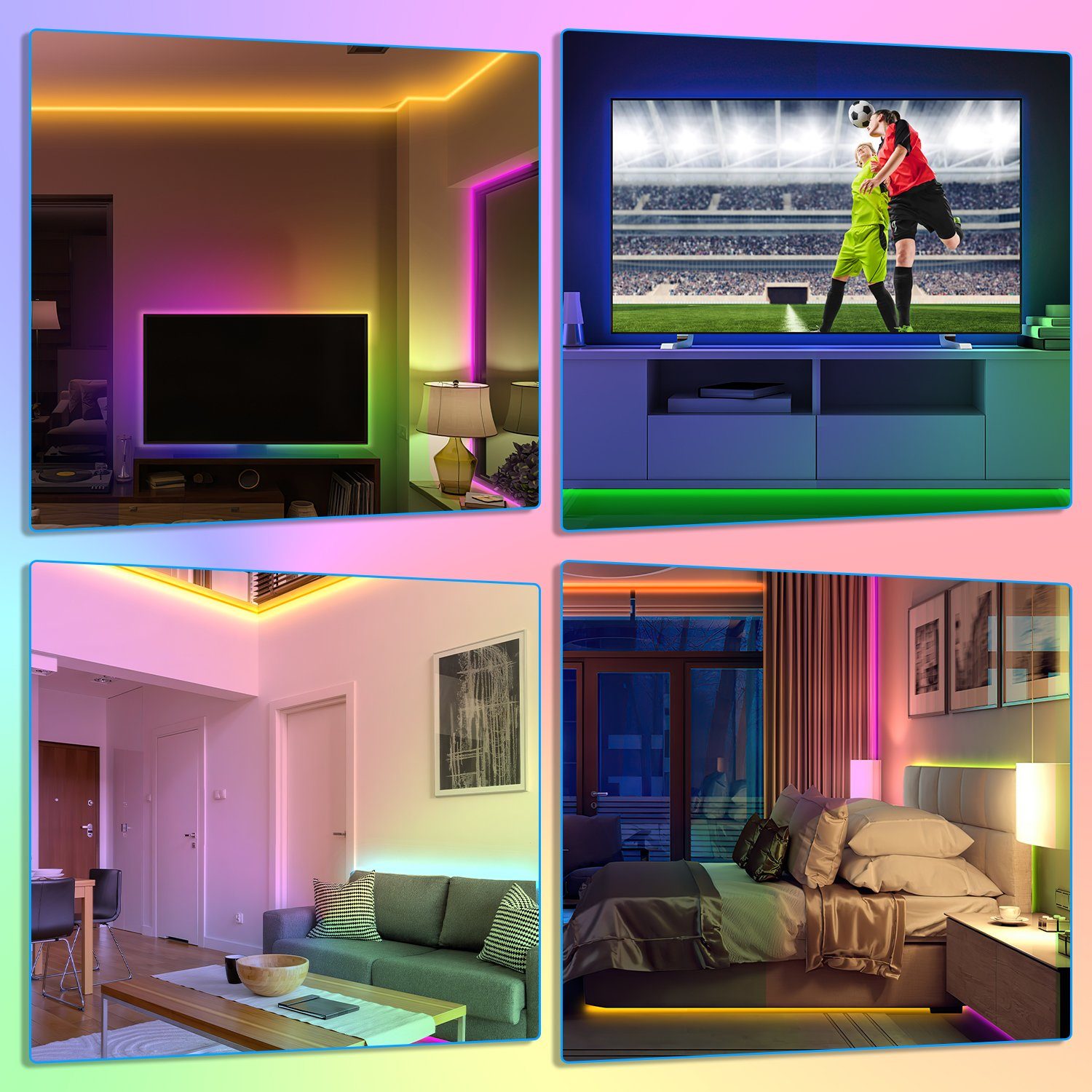 1-10M 30-flammig Stripe Lichterkette LED Strip Gimisgu LichtBand Leiste, Streifen LED LED-Streifen RGB