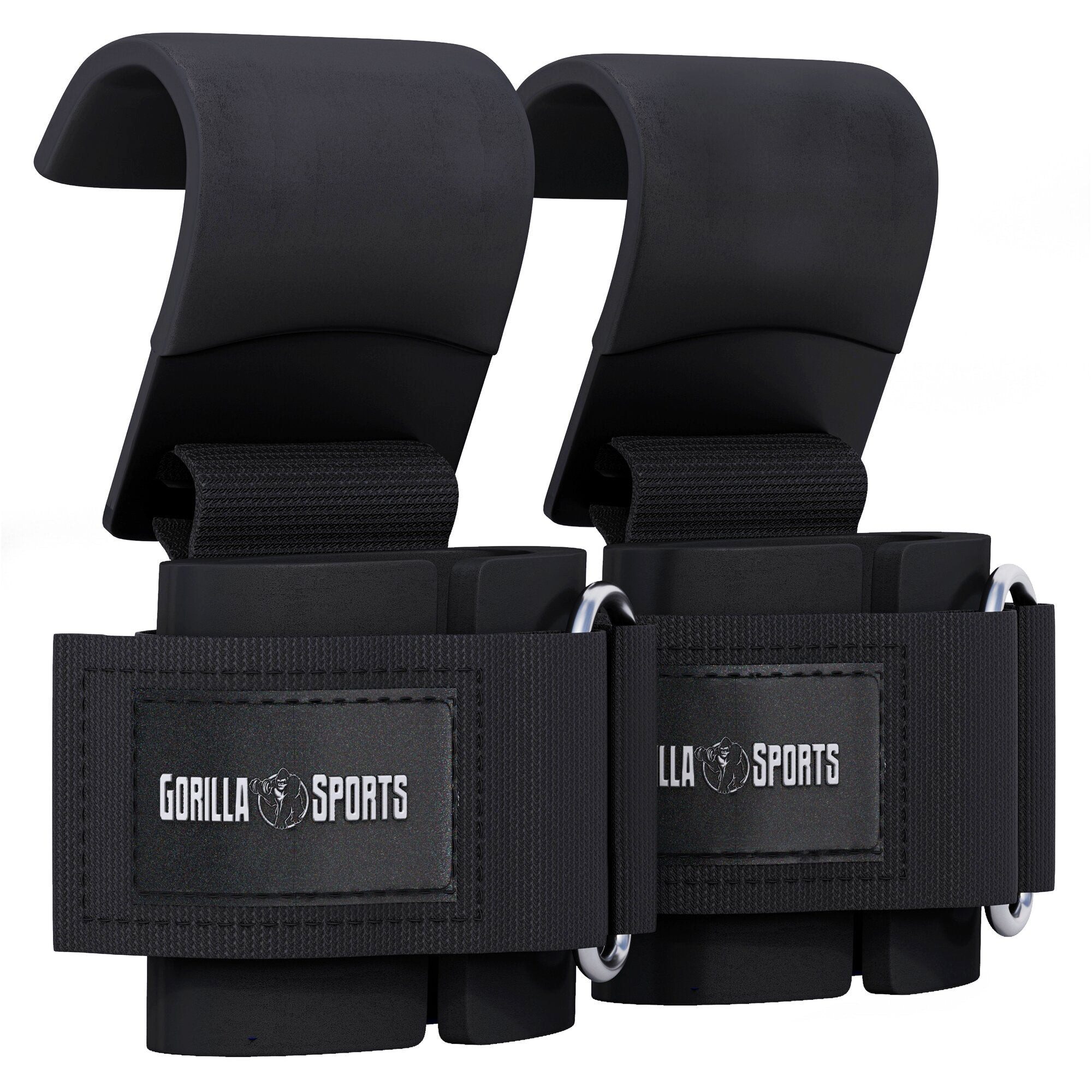GORILLA SPORTS Trainingshilfe Zughilfen mit Haken 2-er Set Schwarz/Weiß