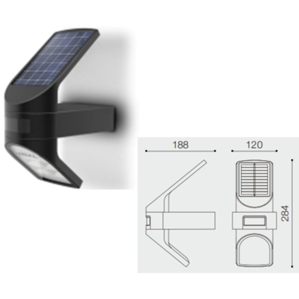 Licht-Erlebnisse Bewegungsmelder LED Außenleuchte Neutralweiß, Wand K fest Solar Wand Außenlampe integriert, LED Außen-Wandleuchte, mit 4000