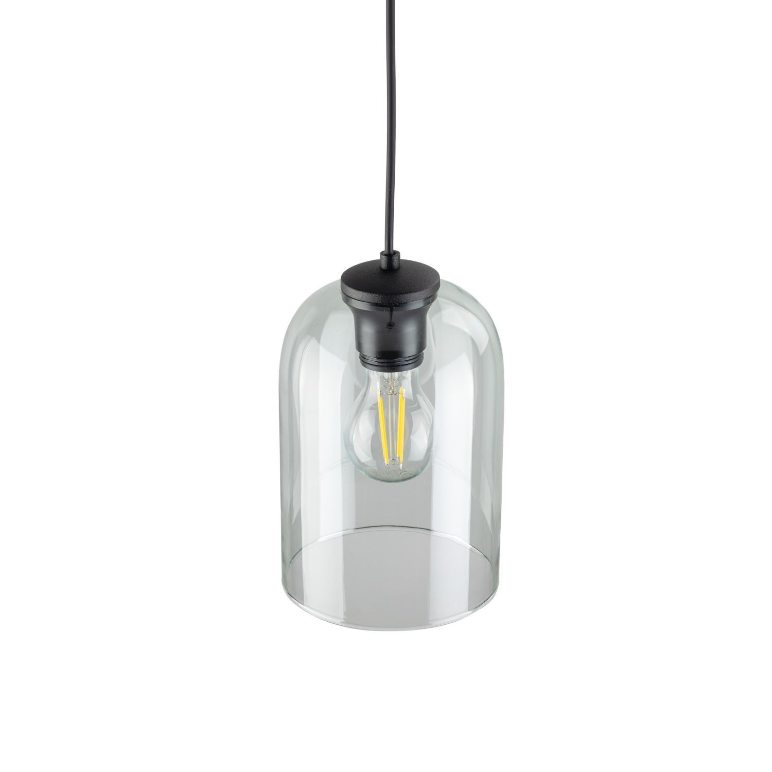 Licht-Erlebnisse Pendelleuchte LUNEX, ohne Leuchtmittel, Metall Glas E27 Ø 14 cm rund H: max. 160 cm Schwarz Grün Modern