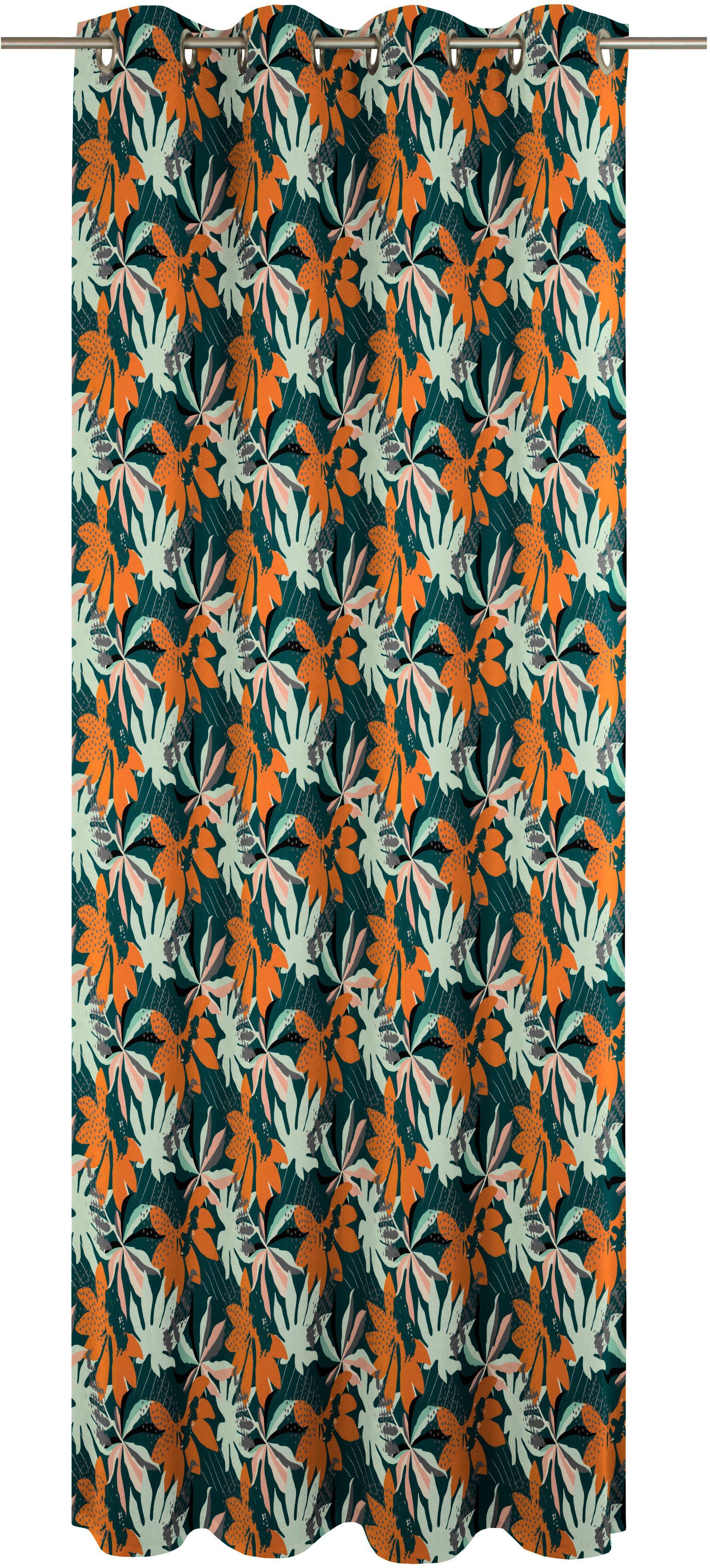 Vorhang Jungle, Adam, Ösen St), blickdicht, (1 nachhaltig Jacquard, orange/dunkelgrün