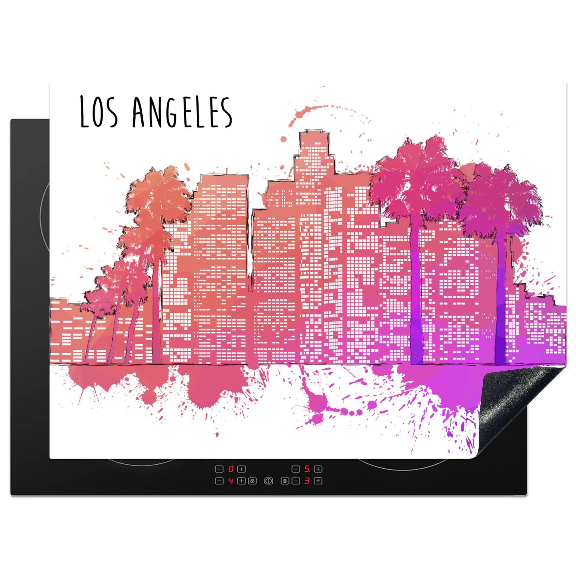 MuchoWow Herdblende-/Abdeckplatte Los Angeles - Gebäude - Skyline, Vinyl, (1 tlg), 70x52 cm, Mobile Arbeitsfläche nutzbar, Ceranfeldabdeckung