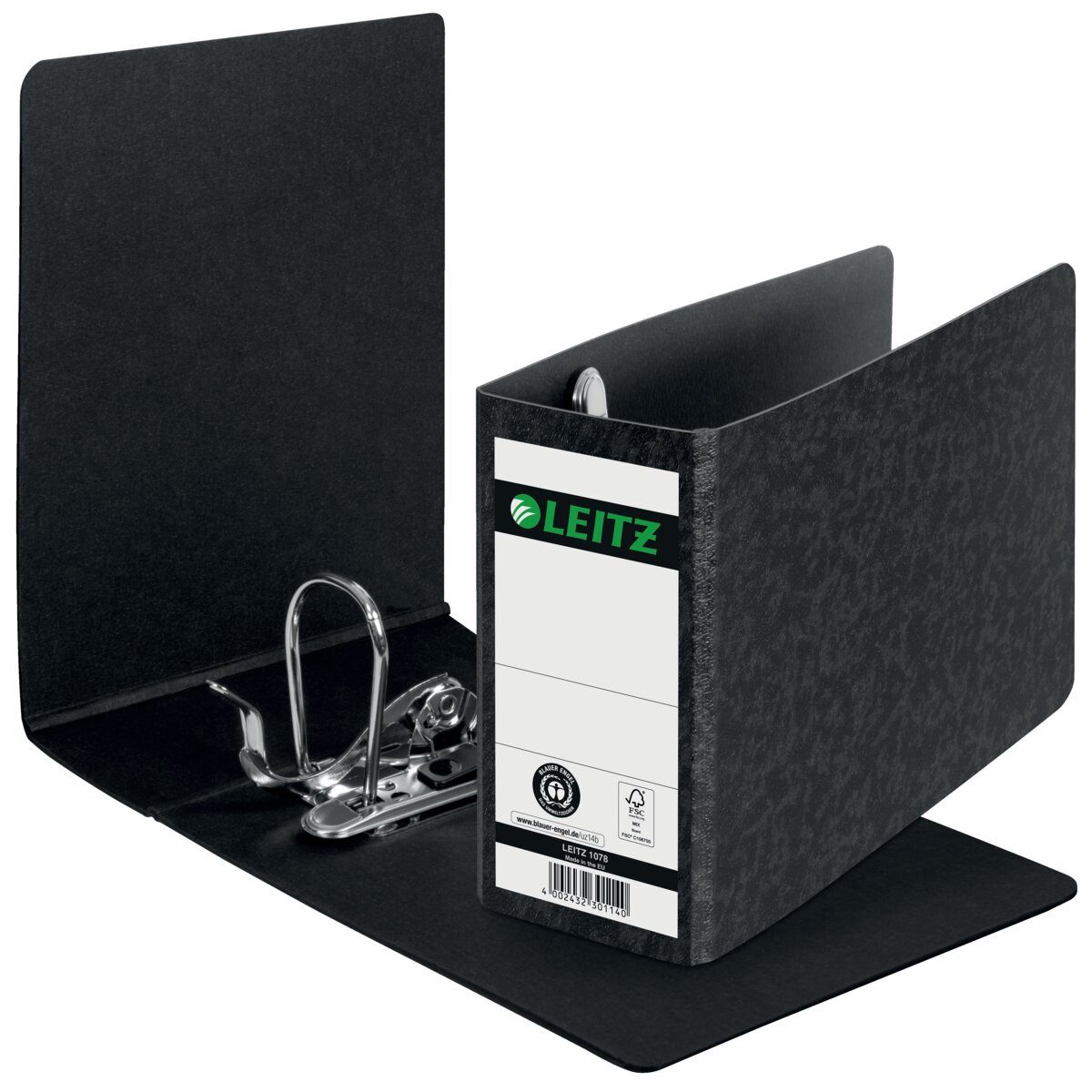 LEITZ Aktenordner Ordner A6 quer 77mm Hartpappe schwarz Packung mit 5 Stück