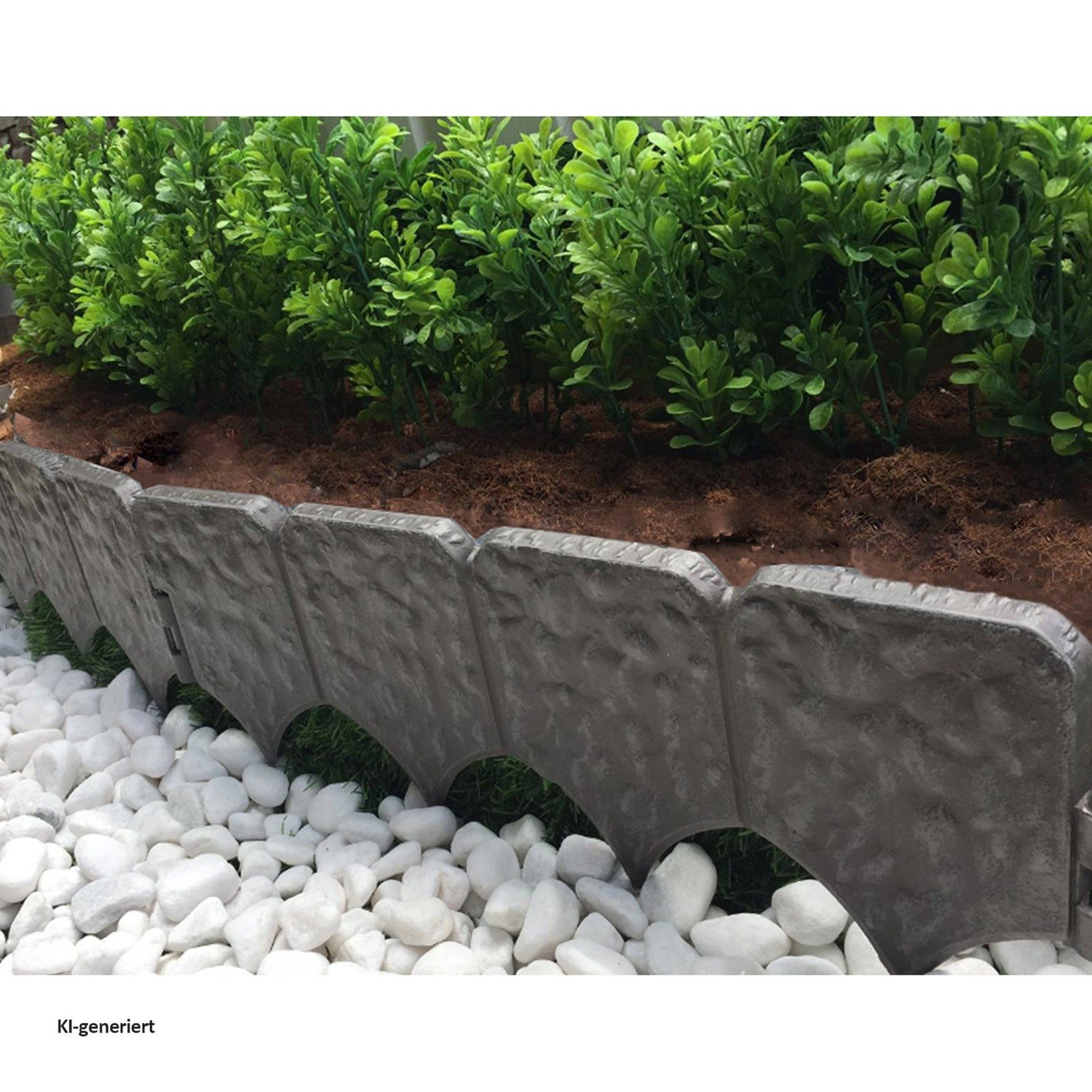 HTI-Living Beetumrandung Beeteinfassung 650 cm Steinoptik, LxH: 41x14 cm, Set, 16 Zaunelemente, Zierzaun Beetumrandung Beetbegrenzung