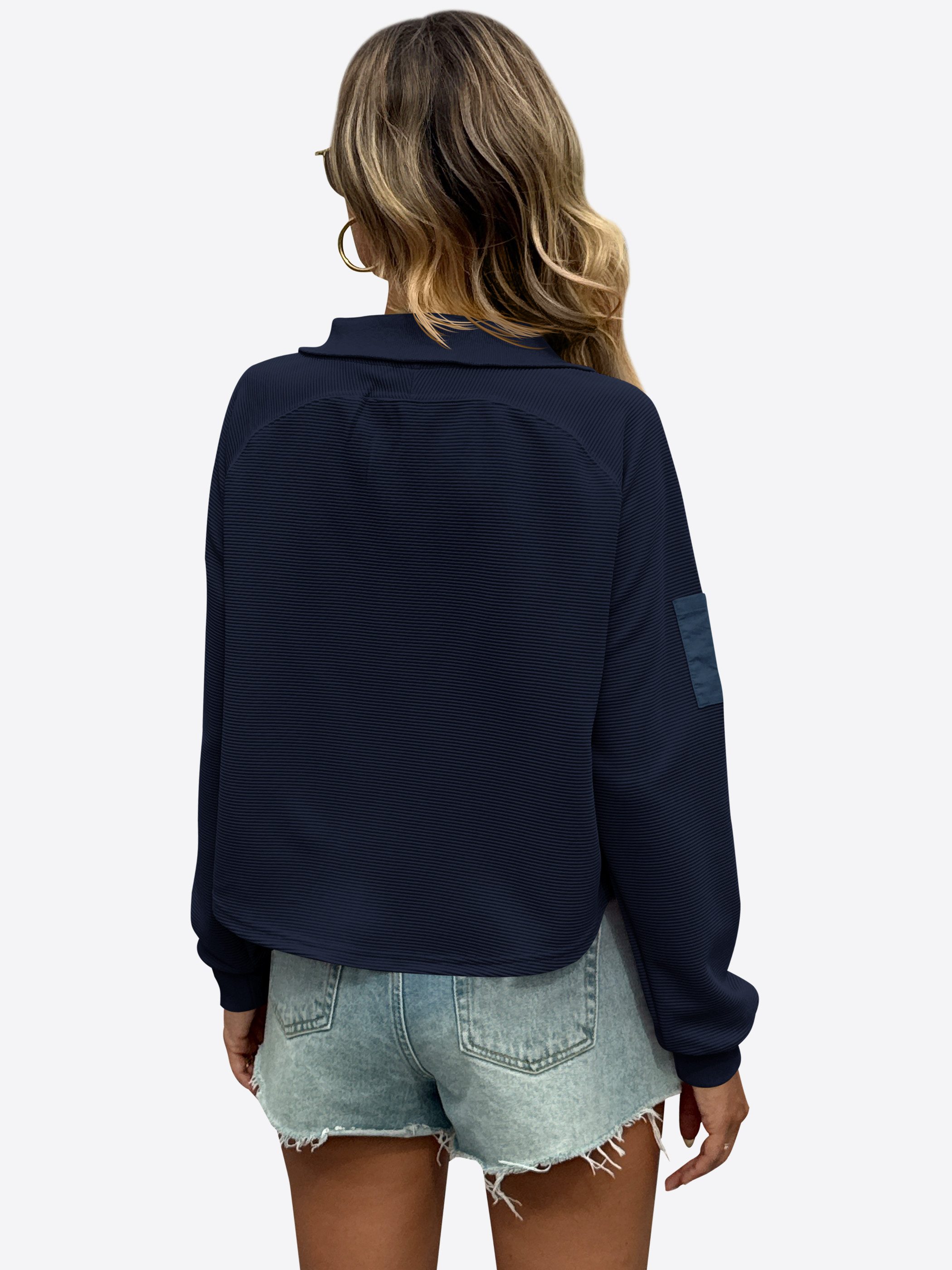 Imily Bela Sweatshirt Damen Kurzes Pullover mit Henley (Packung, 1-tlg., 1p günstig online kaufen