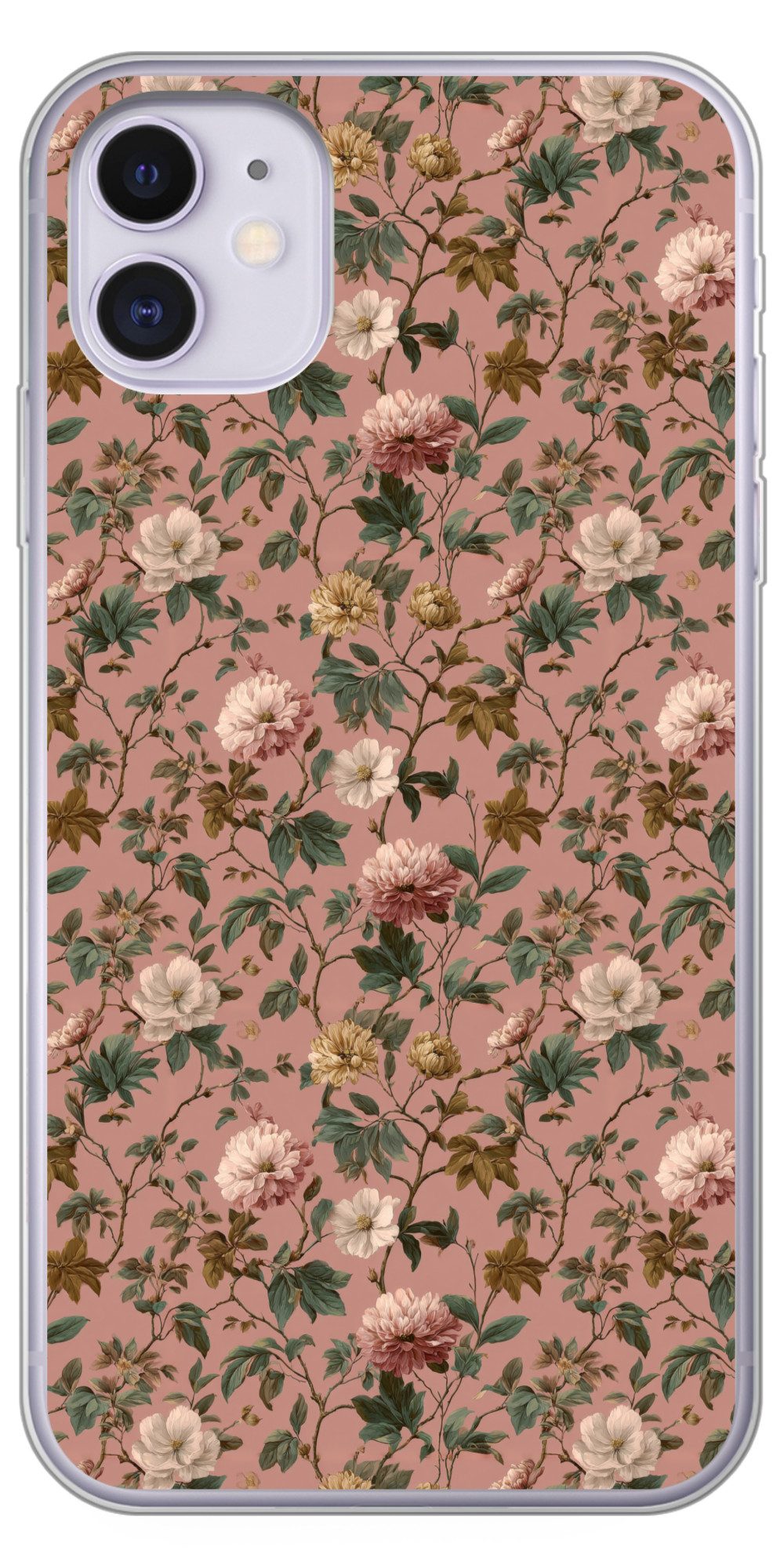 MuchoWow Handyhülle für Apple iPhone 11 Blumen - Klassisch - Rosa, Smartphone-Bumper, Print, Handy Schutzhülle Dünn