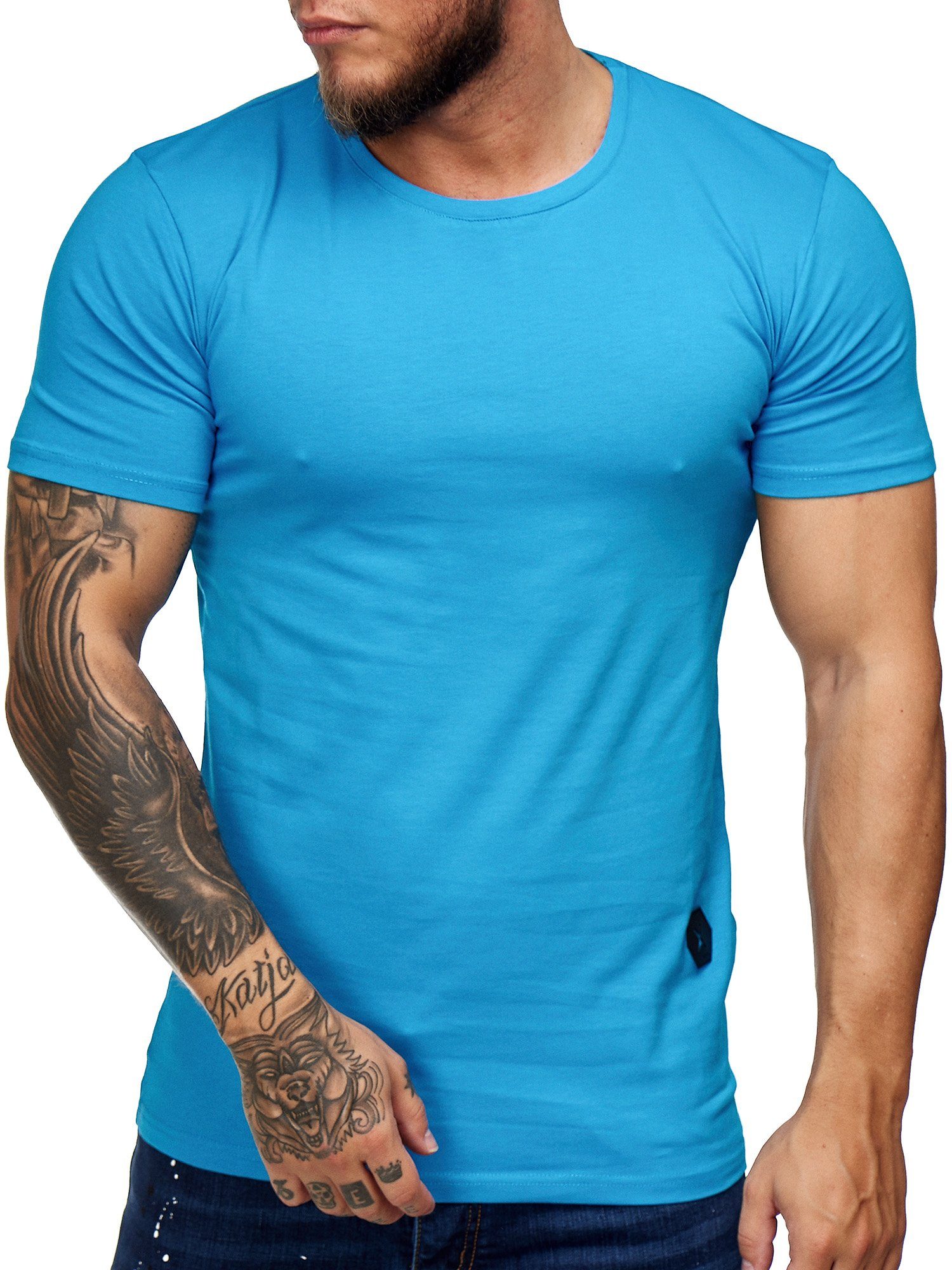 OneRedox T-Shirt 7031ST (Shirt Polo Tee, Türkis Casual Freizeit Fitness 1-tlg) Kurzarmshirt