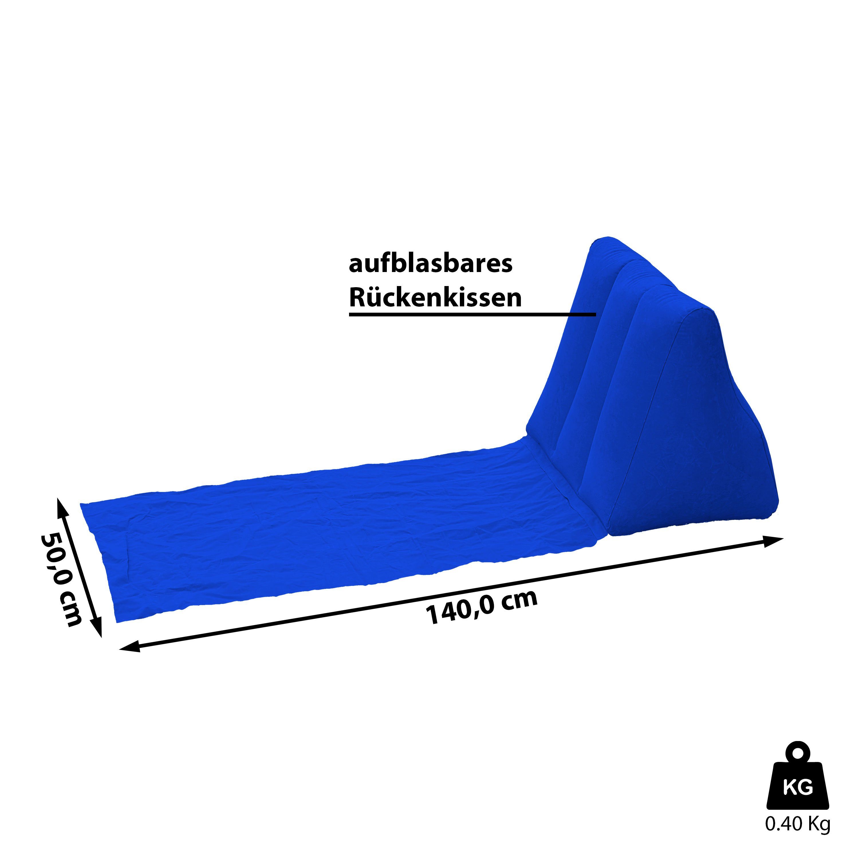 CEPEWA Campingliege Strandmatte Rückenkissen aufblasbar blau günstig online kaufen