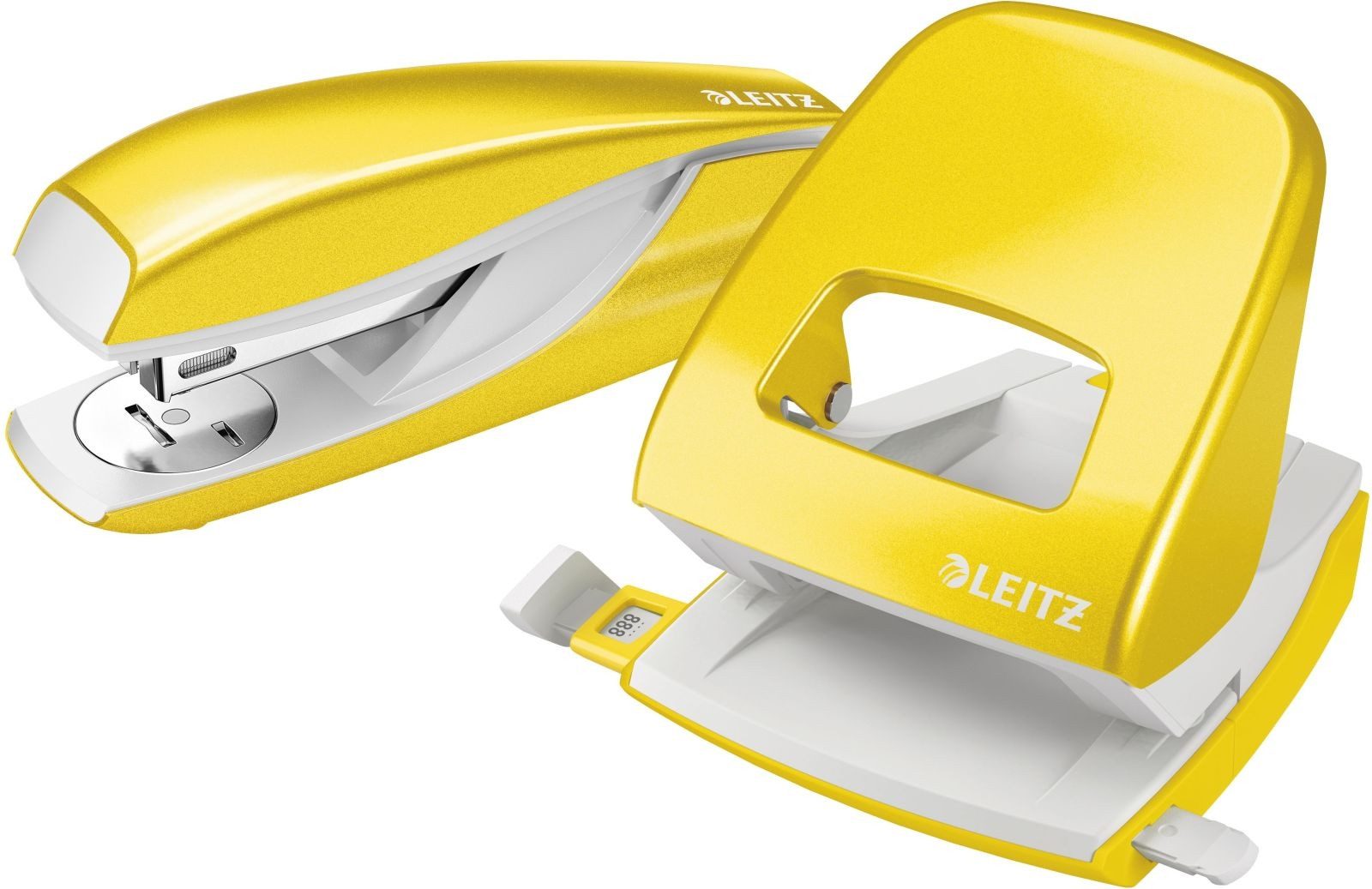 LEITZ Tischaufsatz Schreibtisch-Set Locher NeXXt Wow Locher/Heftgerät 5008/5502 gelb