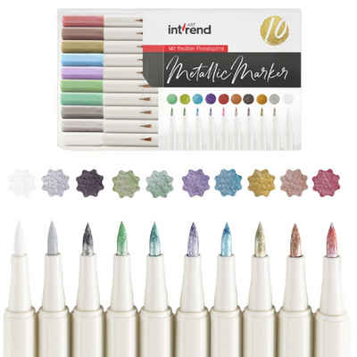 int!rend Permanentmarker Metallische Marker - Set mit 10 dünnen Stiften für DIY, (1-tlg), Ultradünne Metallic Marker - 10 Stifte Set für DIY