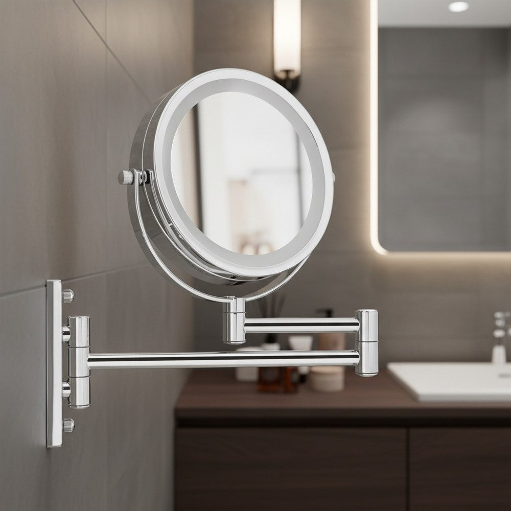 Melko Kosmetikspiegel Wandspiegel mit LED Beleuchtung Schminkspiegel Kosmetikspiegel (Packung, 1-St., Stück), Led, 10-fach Vergrößerung