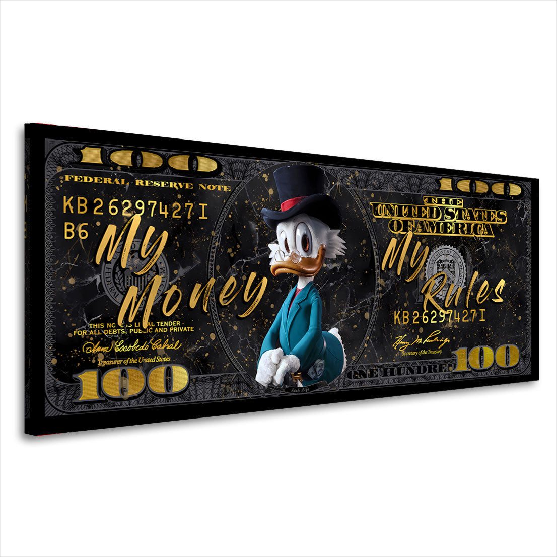 Artedinoi Leinwandbild Pop Art Duck 100 Dollar Schein Leinwandbild Wandbild günstig online kaufen