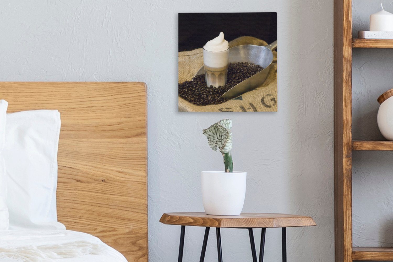 OneMillionCanvasses® Leinwandbild Latte macchiato (1 für Leinwand Bohnenkaffee, Wohnzimmer Schlafzimmer St), Bilder mit