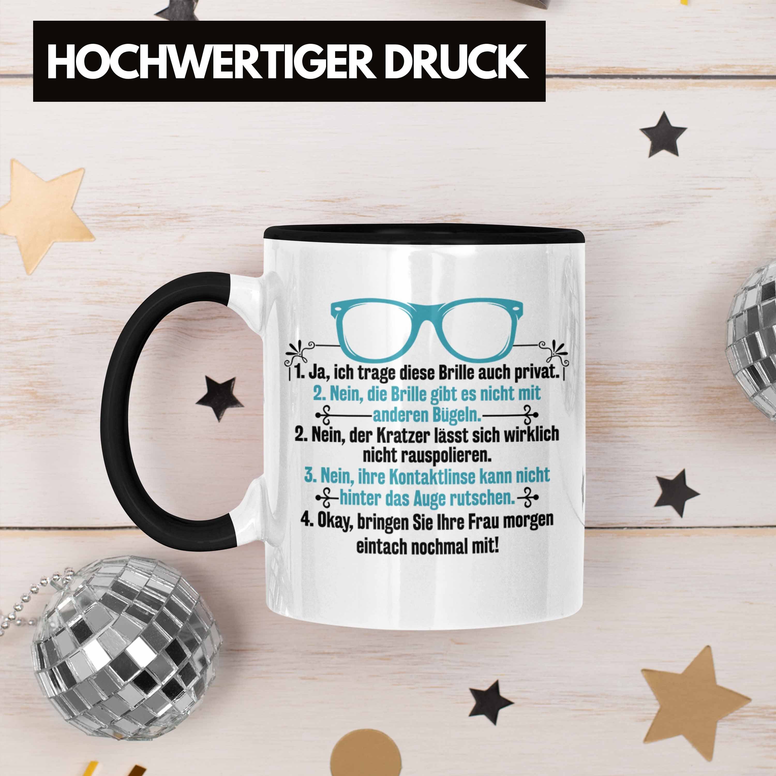 Trendation Tasse Trendation - Lustiger Augenoptiker Brillenverkäufer Optiker Spruch Geschenkidee Schwarz Tasse Geschenk