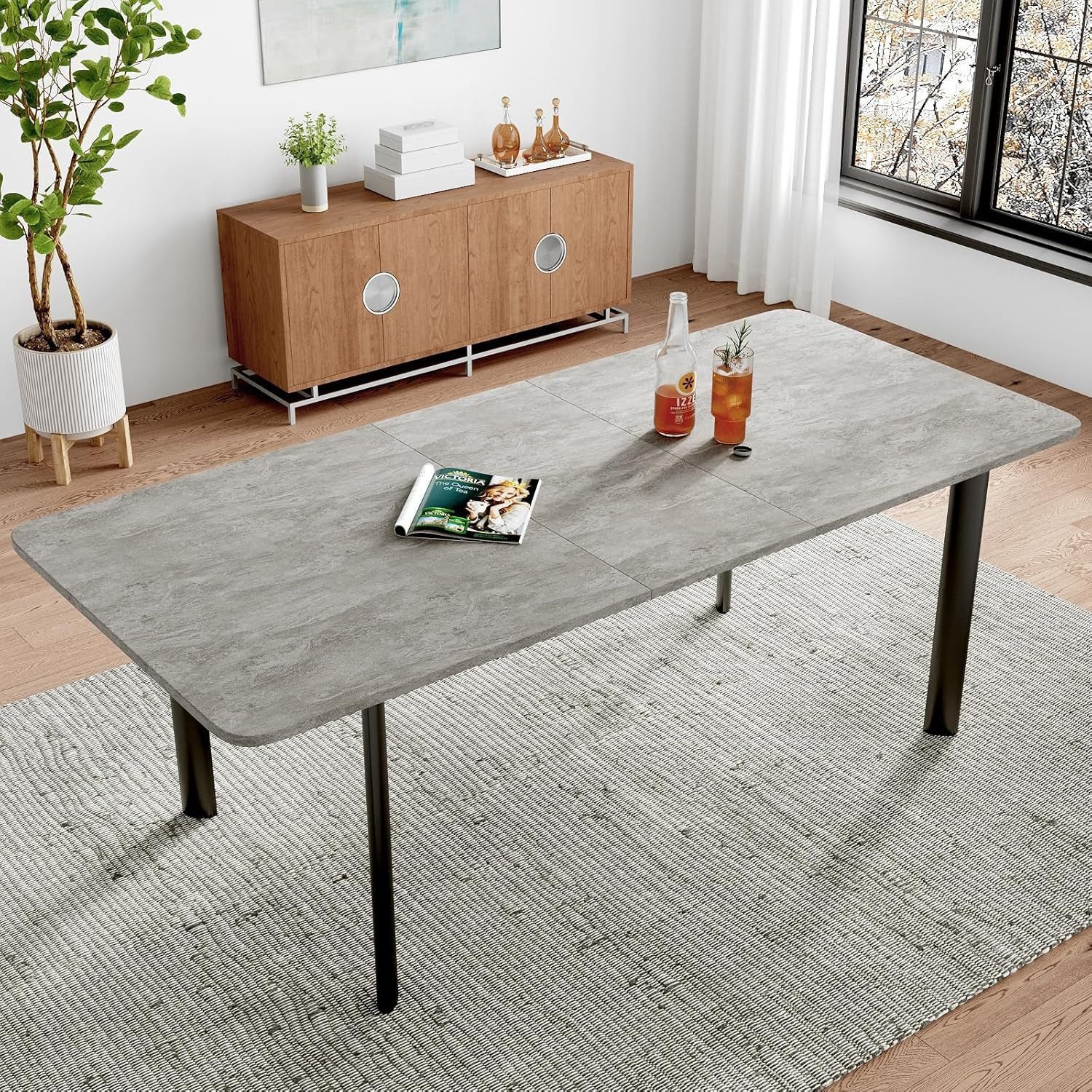 Jiexi Essgruppe Esszimmerset ausziehbar auf 2m, robuster MDF-Tisch mit 8 Stühlen – Bild 4 von 5