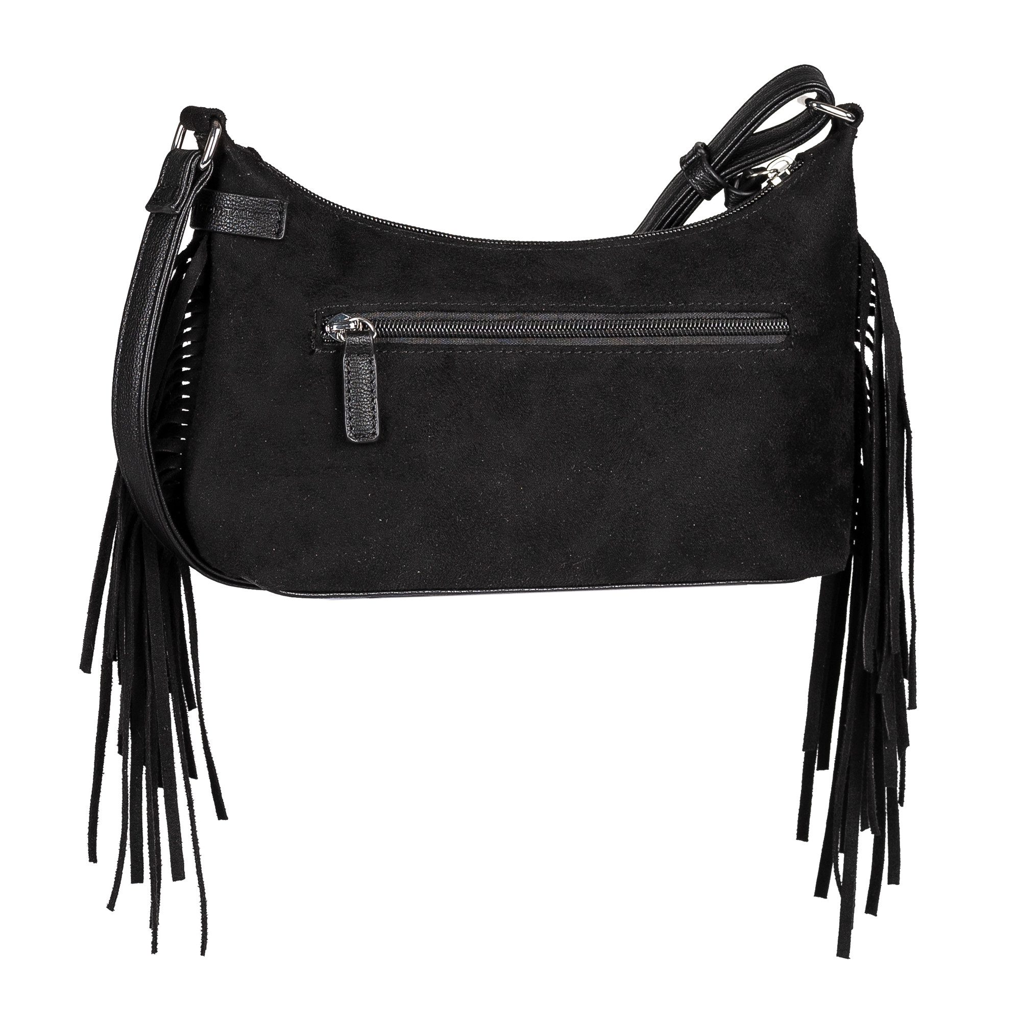 TOM TAILOR Denim Umhängetasche Deyanira, Damen Schultertasche, Handtasche mit weich fallenden Fransen