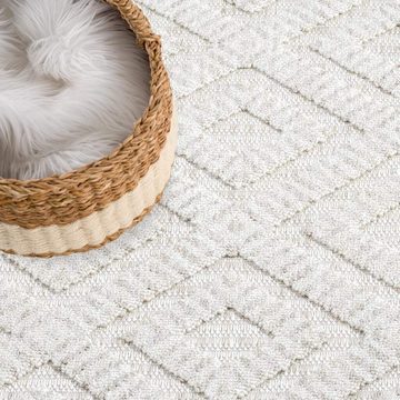 Teppich CLASICO 8927, Carpet City, rechteckig, Höhe: 11 mm, Kurzflor, Hochtief-Muster/ 3D-Effekt Rauten, Fransen, Wohnzimmer