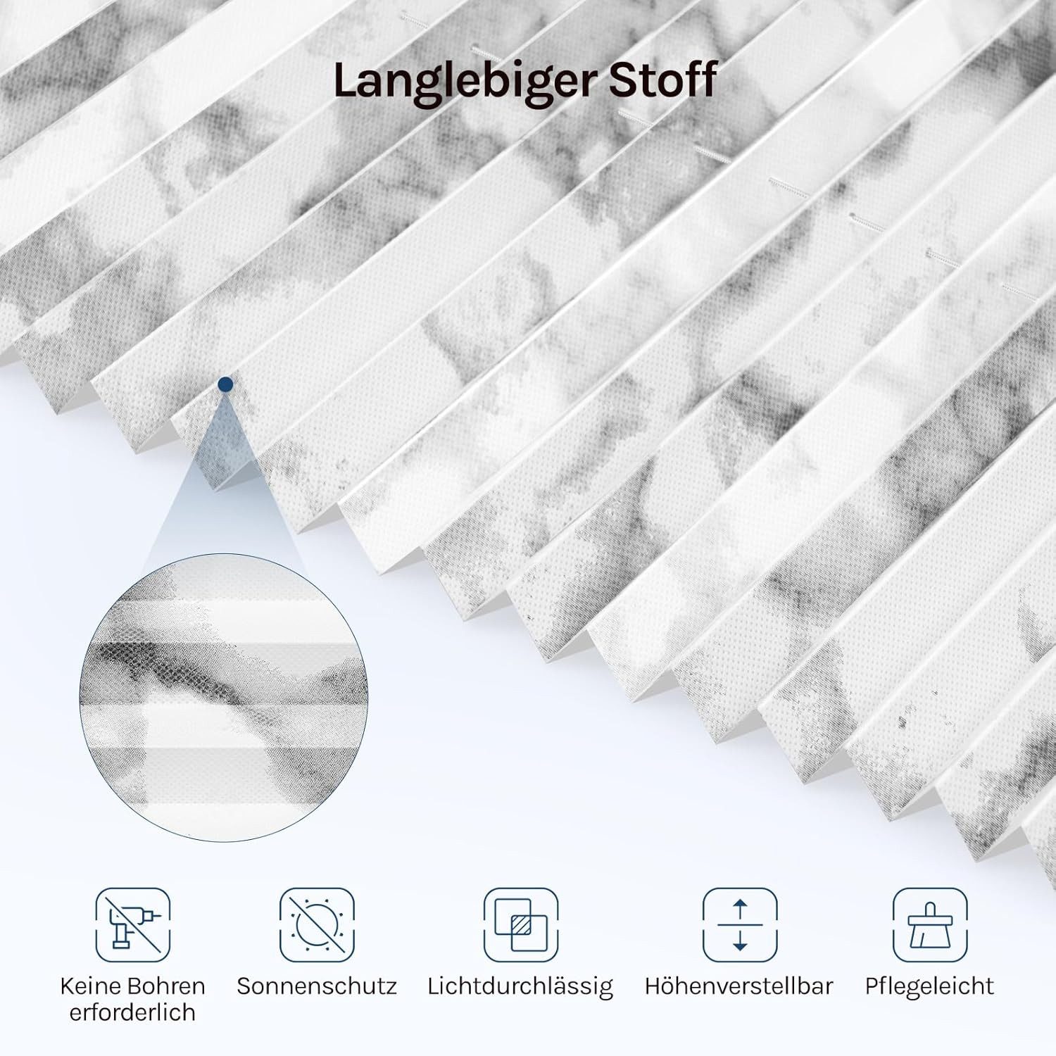 Woltu Plissee, halbtransparent, Klemmfix, Plisseerollo ohne Bohren lichtdurchlässig Sichtschutz und Sonnenschutz