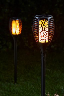 Dehner LED Solarleuchte Fackel Jumbo mit Solar, Ø 12 cm, Höhe 75 cm, Warmweiß