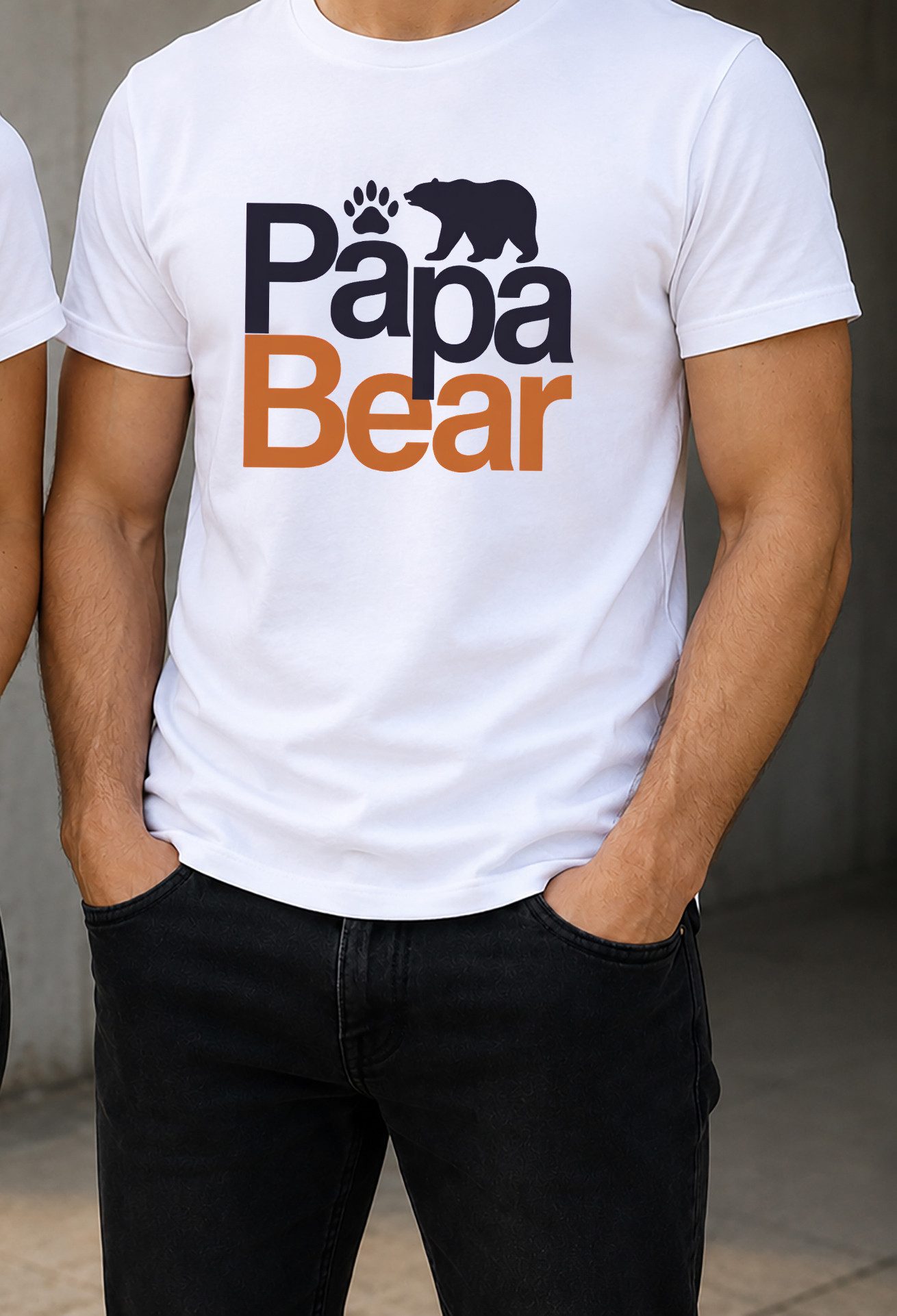 MyDesign24 T-Shirt Papa Bear Vatertag T-Shirt weiss kurzarm Regular Fit i828