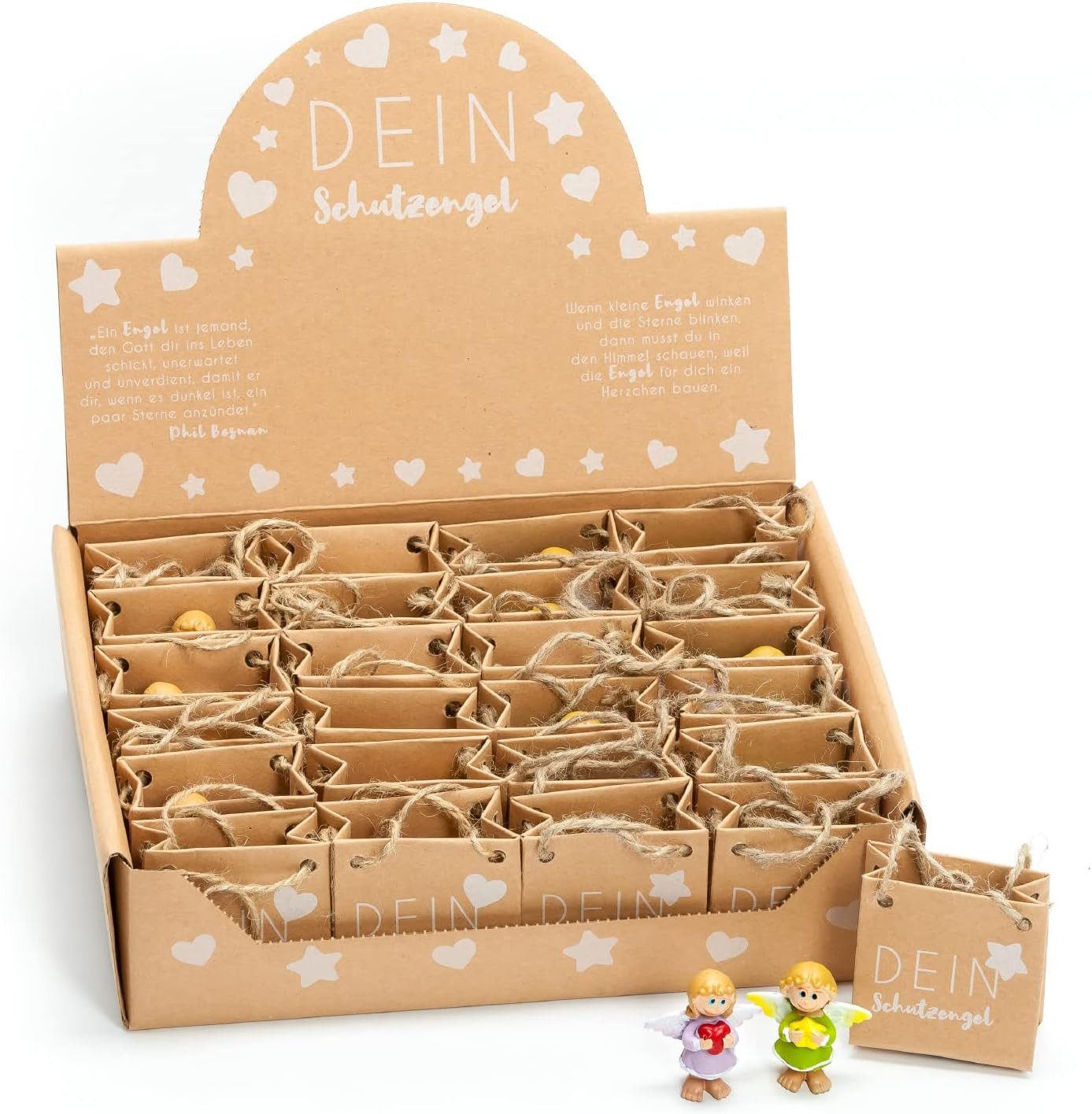 HF Home Flair Engelfigur 24 x kleine Schutzengel in Tüte I Glücksbringer (Violett / Grün) (1 St), als tolles Geschenk für Gäste