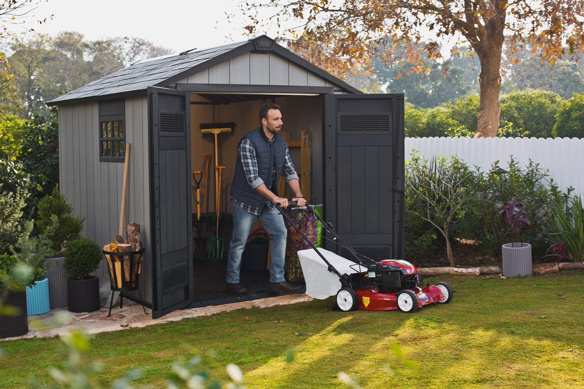 Keter Gartenhaus Oakland 757 abschließbar Schuppen für Garten 8400 L Winterfest, BxT: 230,00x223,80 cm, 4,5m² Grundfläche, anstreichbar und wartungsfrei