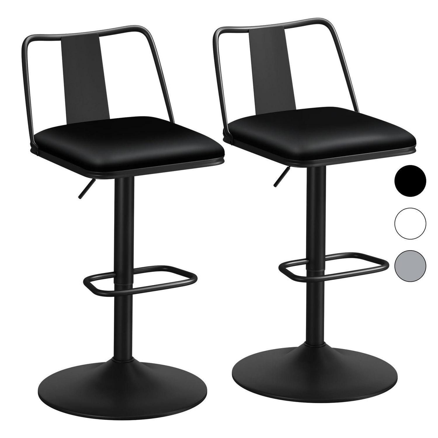 LuxusKollektion Barhocker Barhocker 2er Set höhenverstellbar drehbar mit Rückenlehne schwarz
