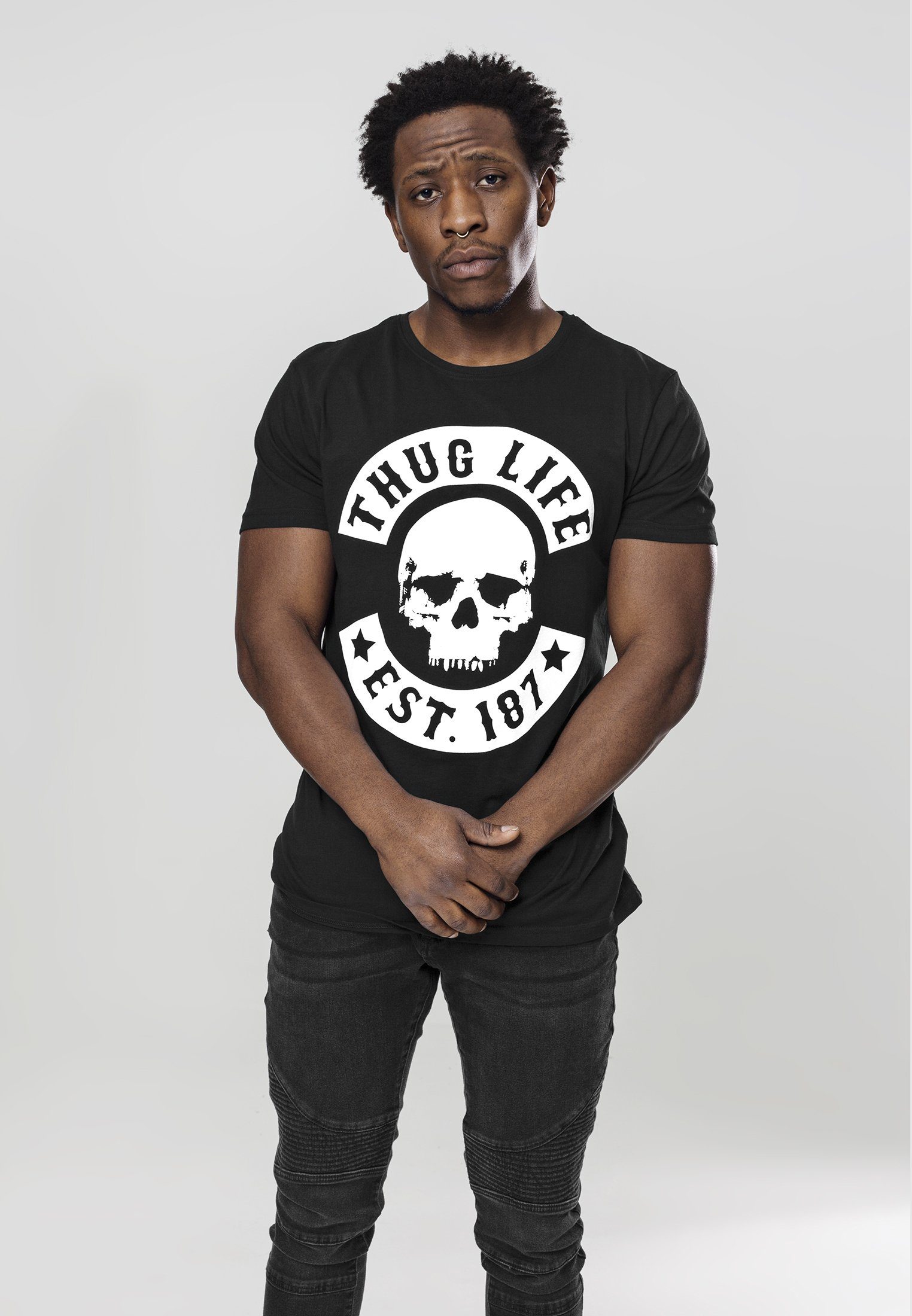 T-Shirt Life Thug MisterTee (1-tlg) black Life Tee Thug Skull MT383 Skull Herren