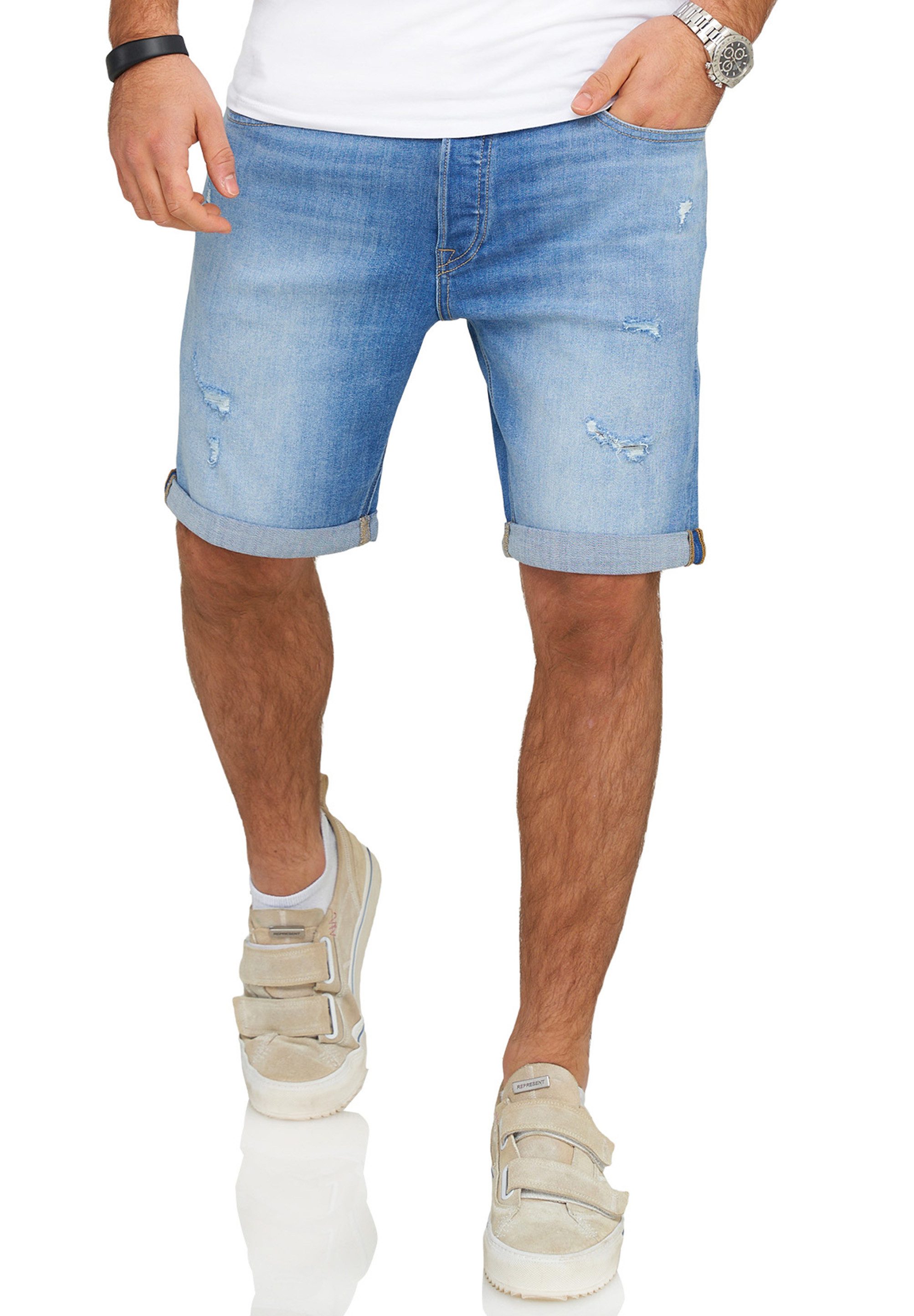 Jack & Jones Jeansshorts JJIRICK JJIINFINITY SHORTS Kurze Jeanshose im 5-Pocket-Stil Casual Denim Pants mit Waschung