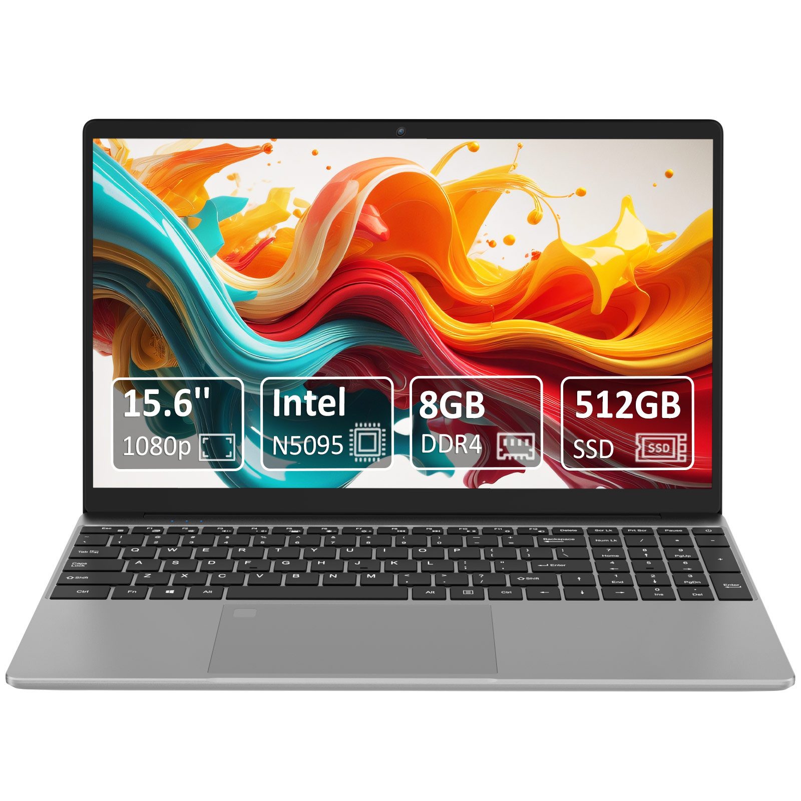 Molegar Ultraportables Business-Notebook, 15,6 Zoll FHD IPS Notebook (39,6 cm/15.6 Zoll, Intel Celeron N5095 Quad-Core, 512 GB SSD, 8 GB RAM + 512GB Hochleistungs-SSD, Dualband-WLAN & USB-C)