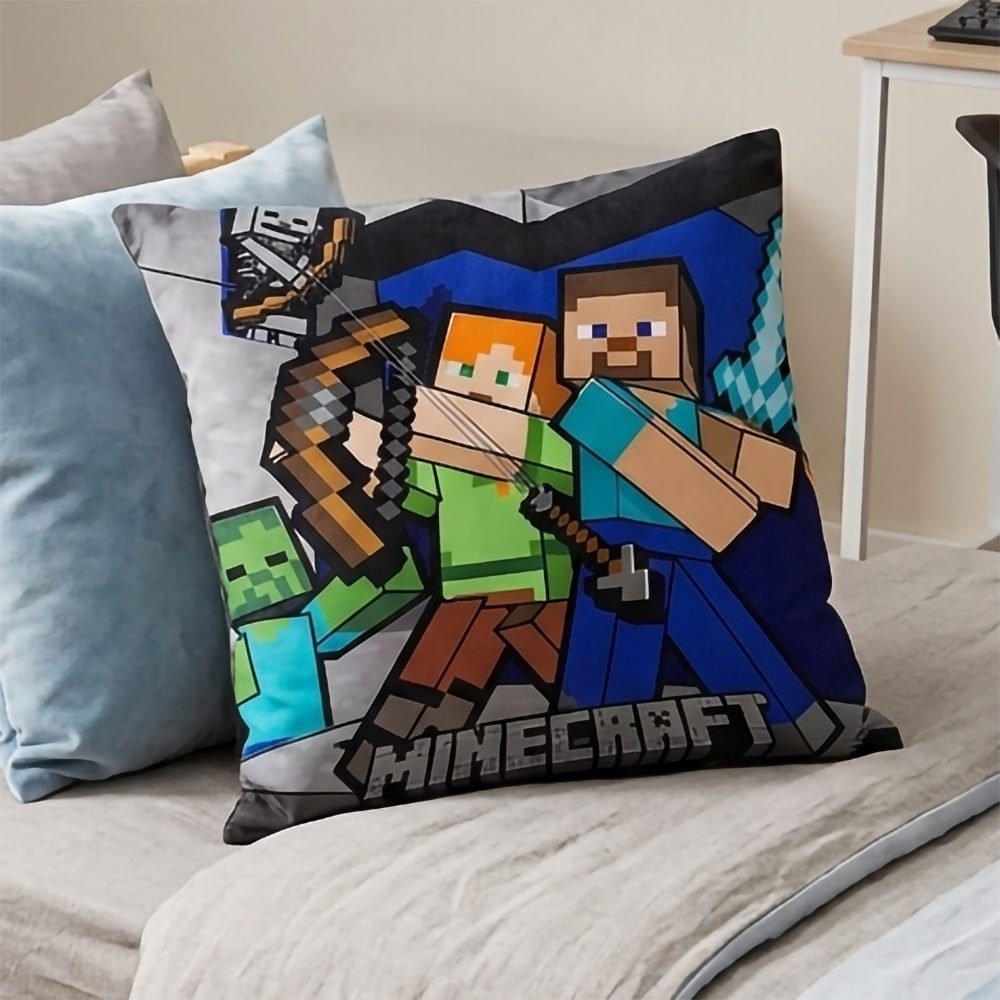 Jerry Fabrics Dekokissen Minecraft Survival Mode Dekokissen Kissen 40x40 cm Steve Alex – Bild 2 von 5