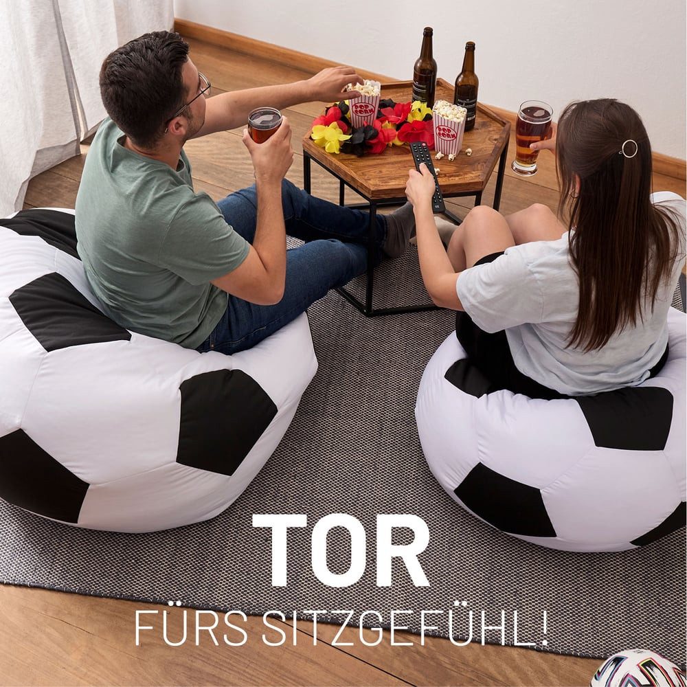 Lumaland Sitzsack Luxury Fußball gaming Sitzkissen Bodenkissen, Fußballoptik, Groß
