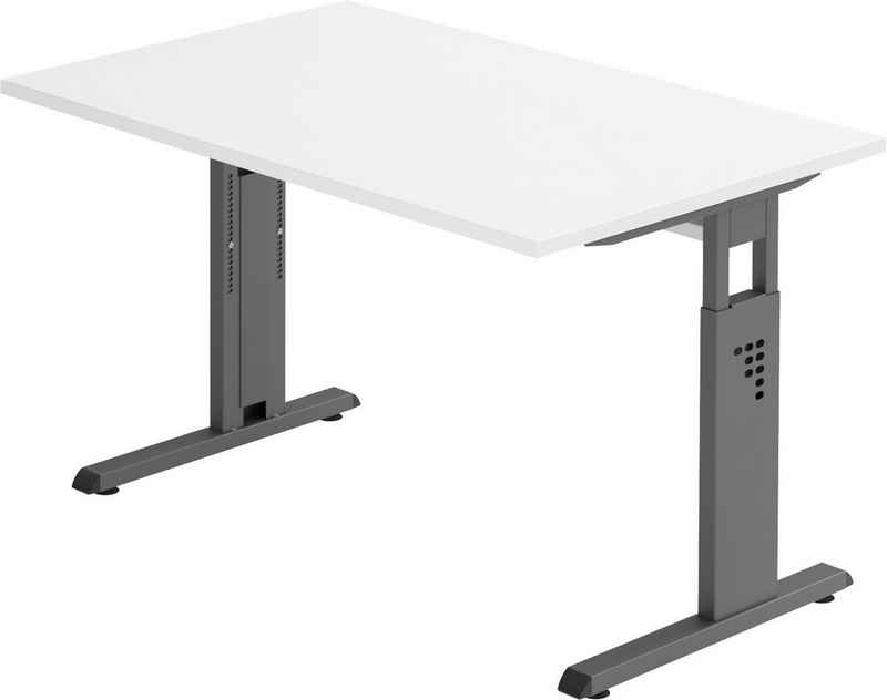 bümö Schreibtisch Serie-O - Arbeitshöhe: höhenverstellbar, Rechteck: 120 x 80 cm - Dekor: Weiß - Gestell: Graphit