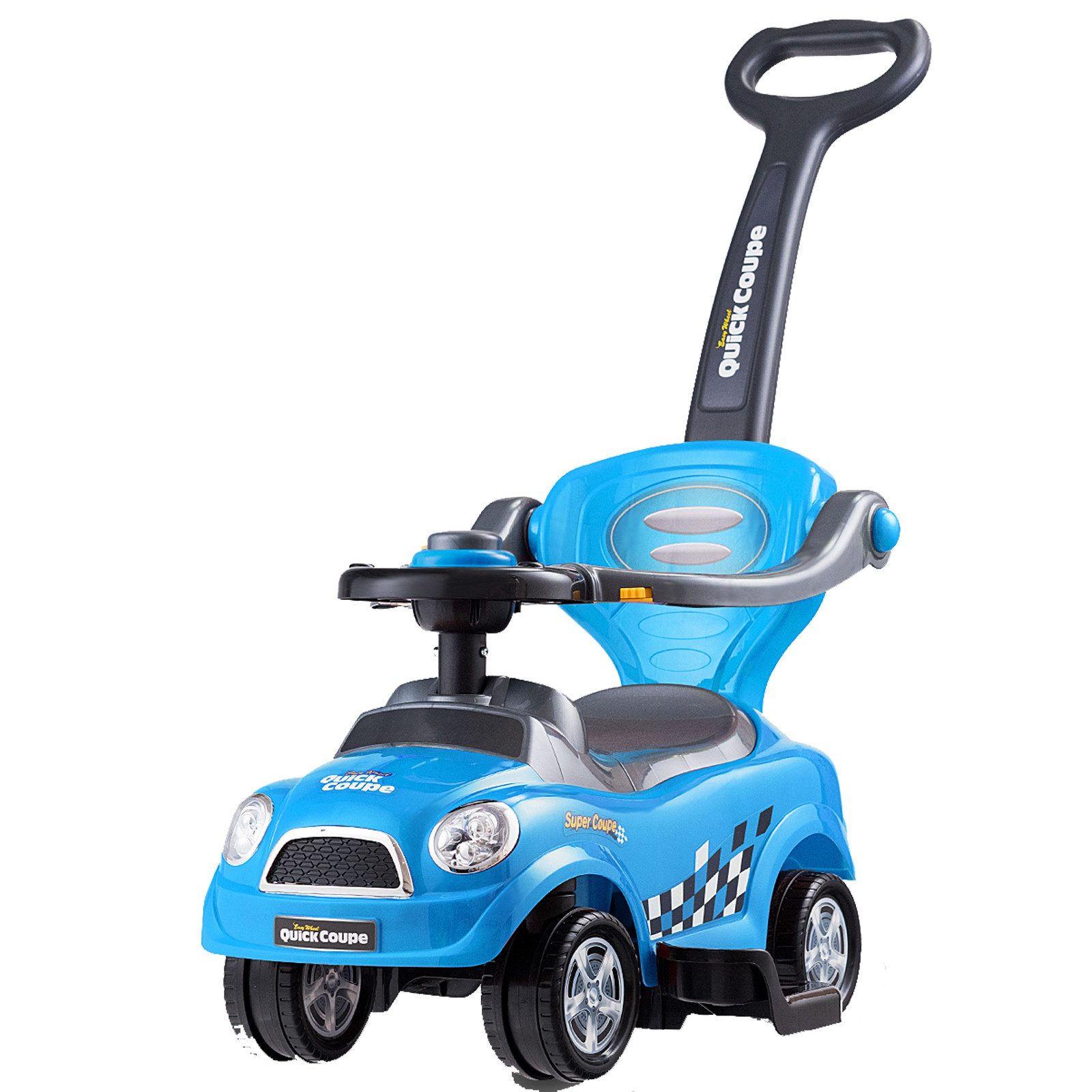 COSTWAY Rutscherauto 3 in 1 Schiebeauto, mit Schiebgriff & Stauraum