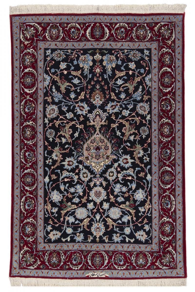 Orientteppich Isfahan Sherkat Seidenkette 107x162 Handgeknüpfter Orientteppich, Nain Trading, rechteckig, Höhe: 6 mm