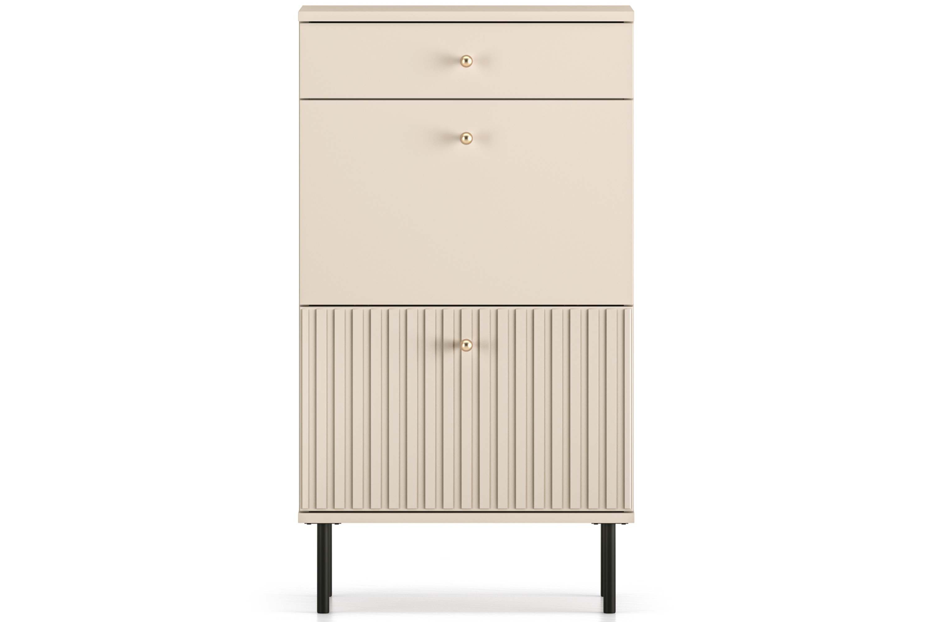 KONSIMO® Schuhschrank DROMA Schuhkommode, hergestellt in der EU, mit Goldelementen, mit Schublade, Elegant und Loft