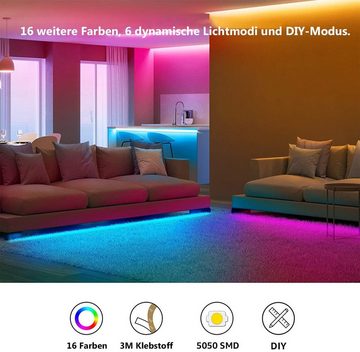 Oneid LED-Streifen LED Strip 5m, RGB LED Streifen, Farbwechsel Band mit IR Fernbedienung