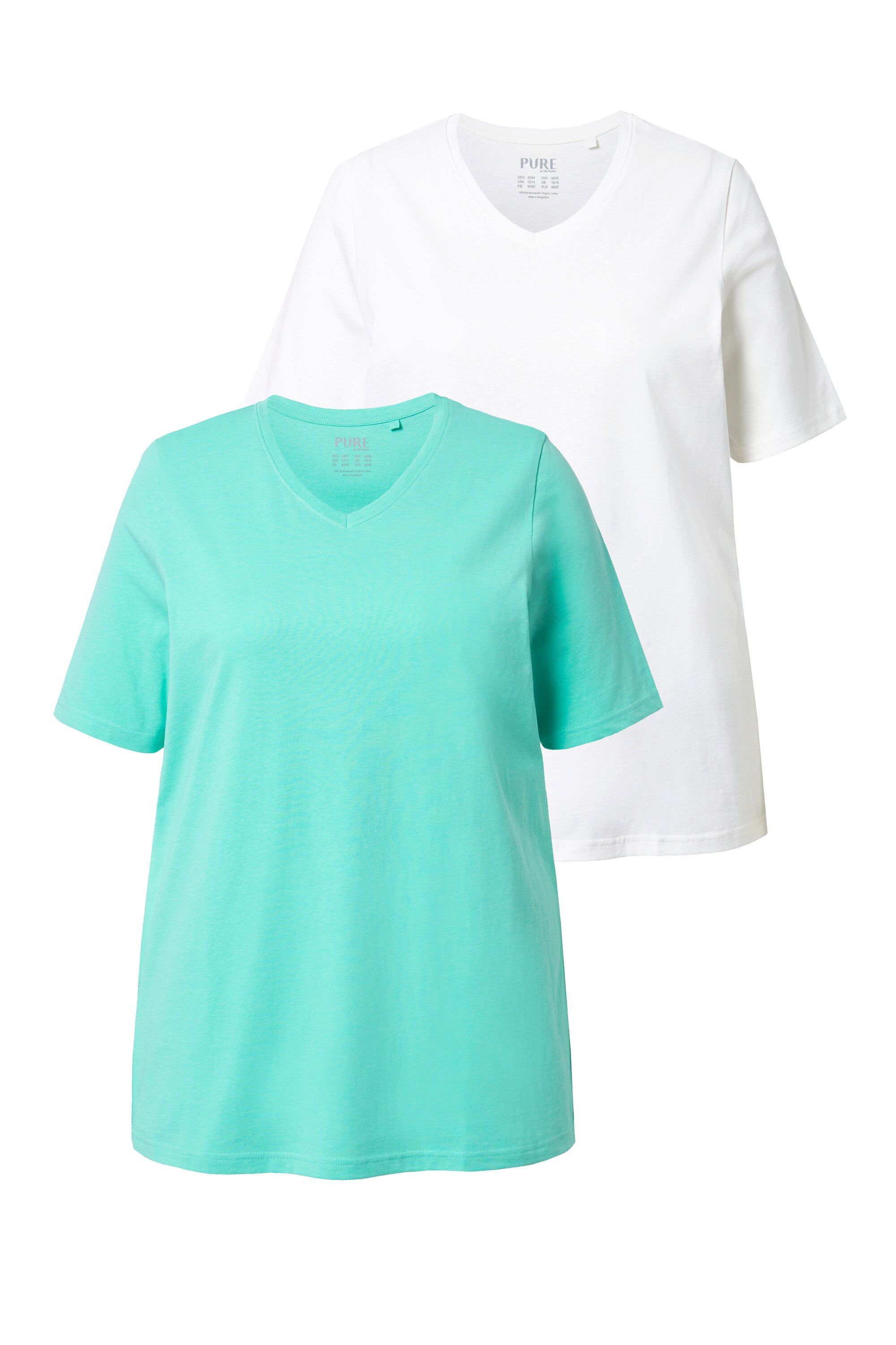 Ulla Popken T-Shirt T-Shirts 2er-Pack V-Ausschnitt günstig online kaufen