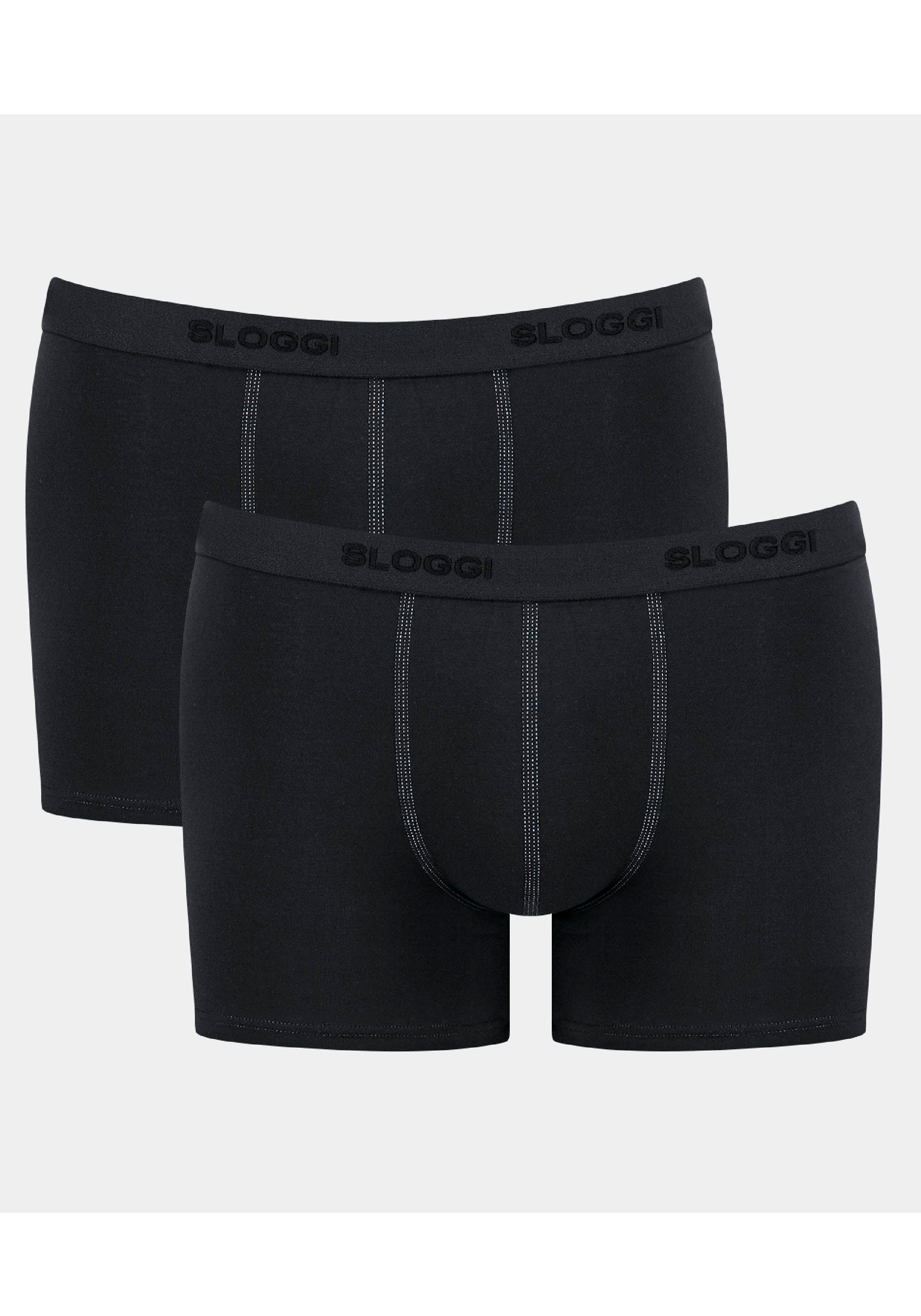 Sloggi Retro 24/7 2-St) Herren-Boxershort, Trunk Boxer (Packung, BLACK Logobund